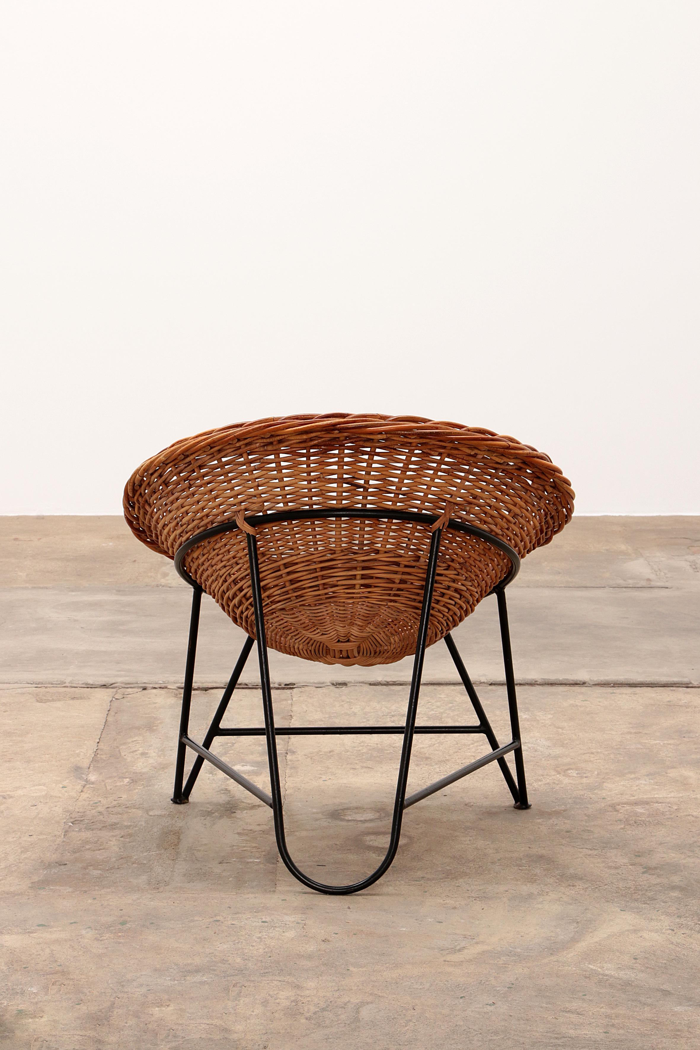 Mid-20th Century Mathieu Matégot Wicker Chair 1950s For Sale