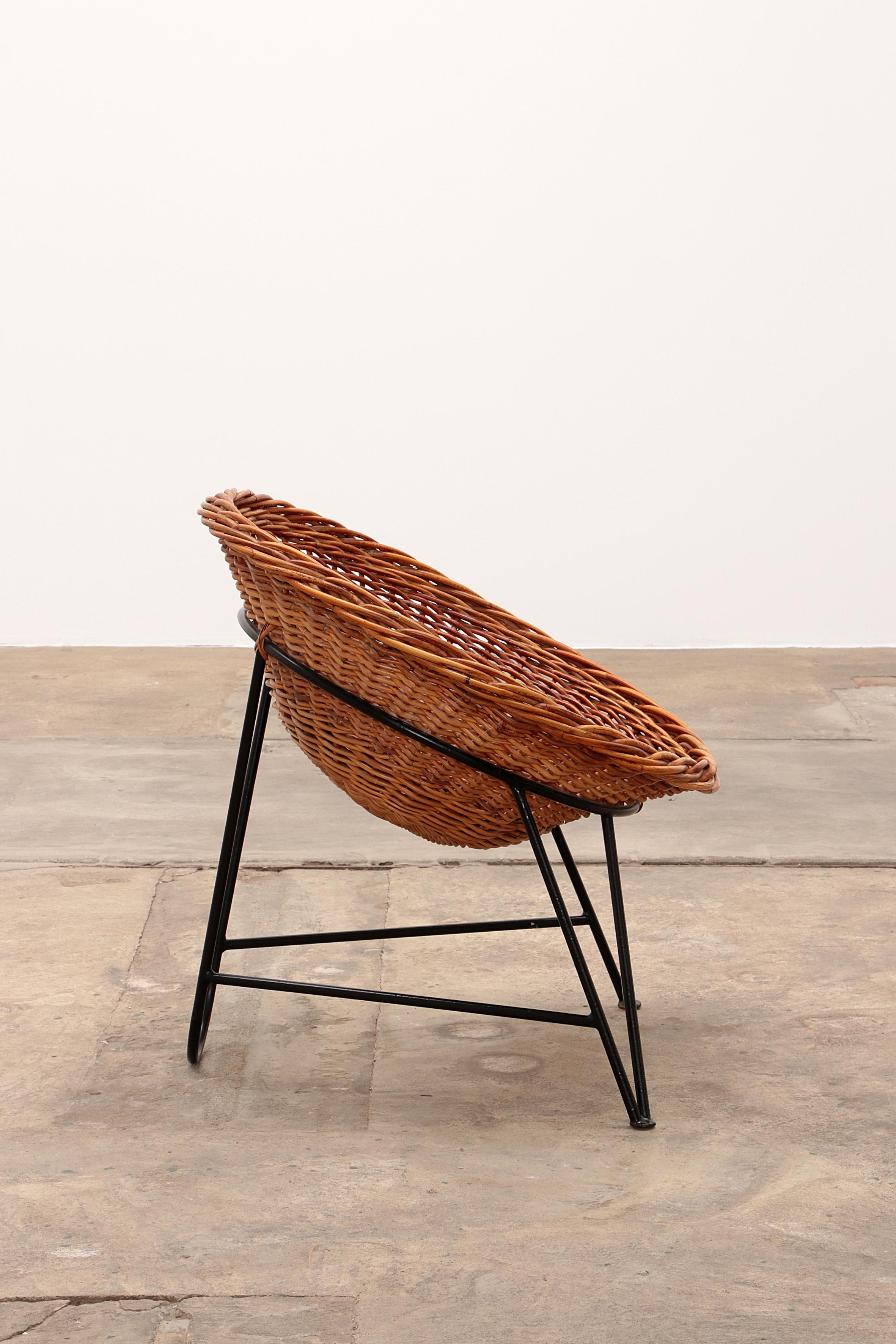 Mid-20th Century Mathieu Matégot Wicker Chair 1950s For Sale