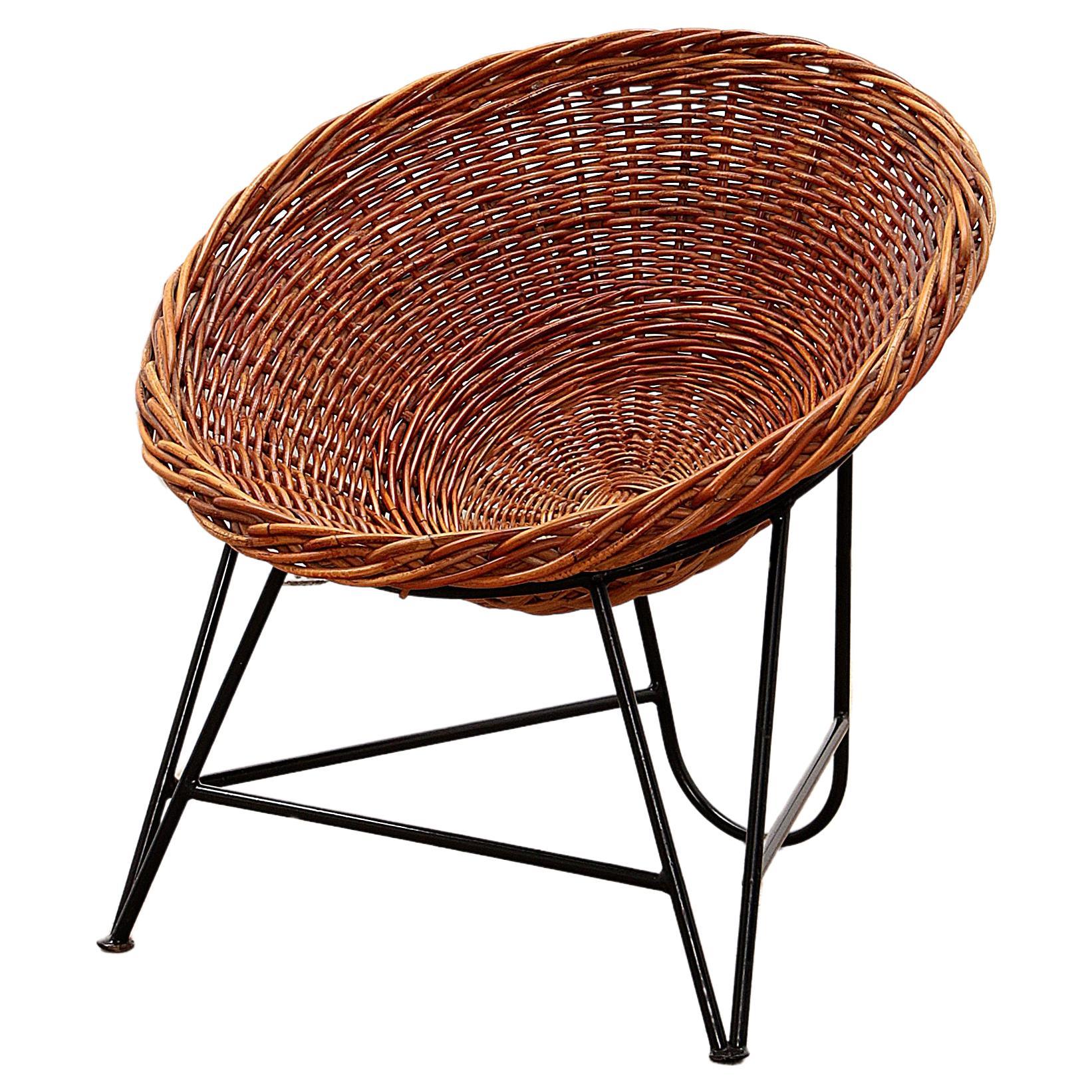 Mathieu Matégot Wicker Chair 1950s For Sale