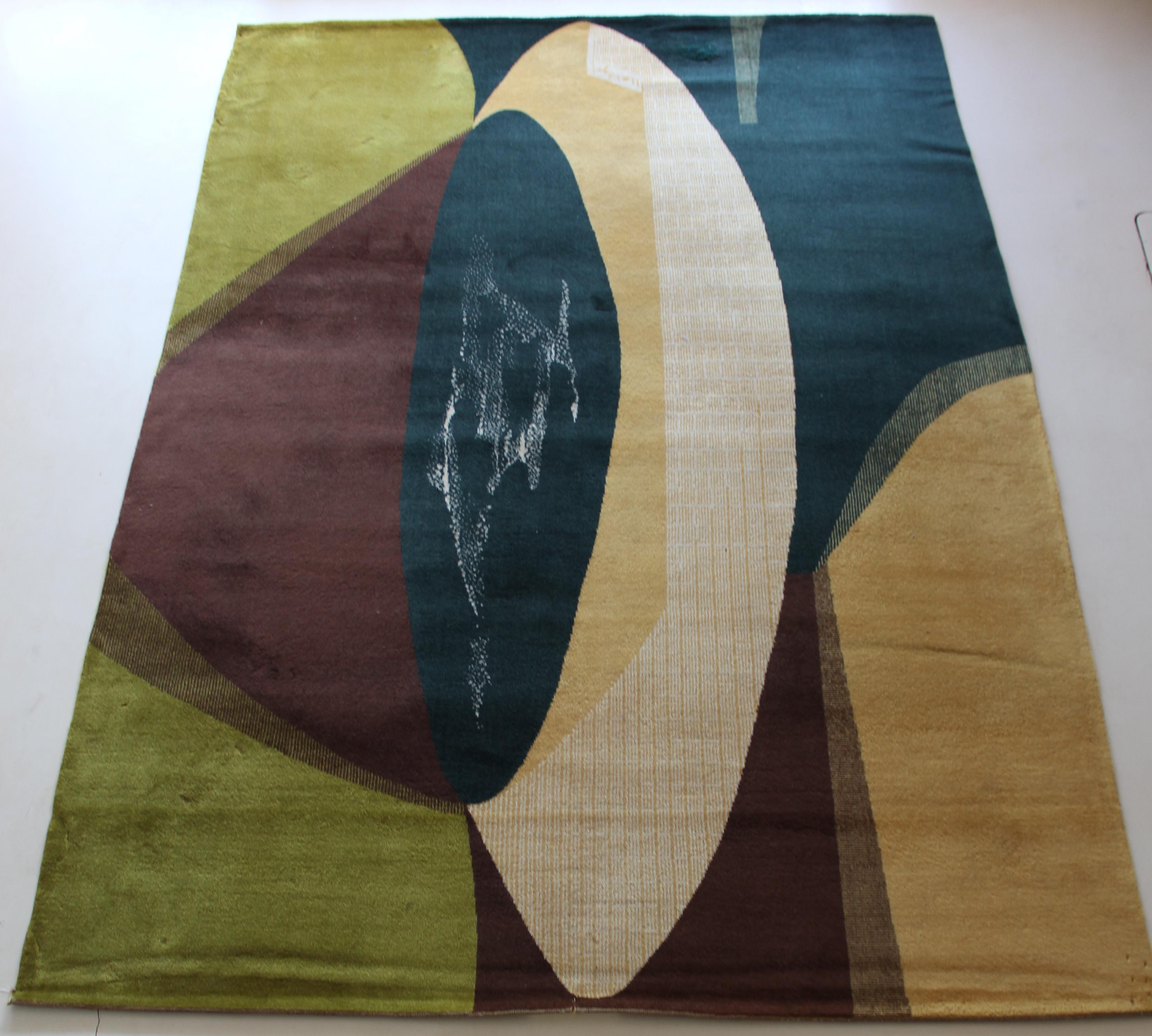 Mathieu Matégot wool rug by Aubusson
Made by the Aubusson manufacture
Bold abstract design
Signed
Providence: Christie's auction house,
circa 1950, France
With restorations
Good vintage condition
After studying at Budapest’s school of art