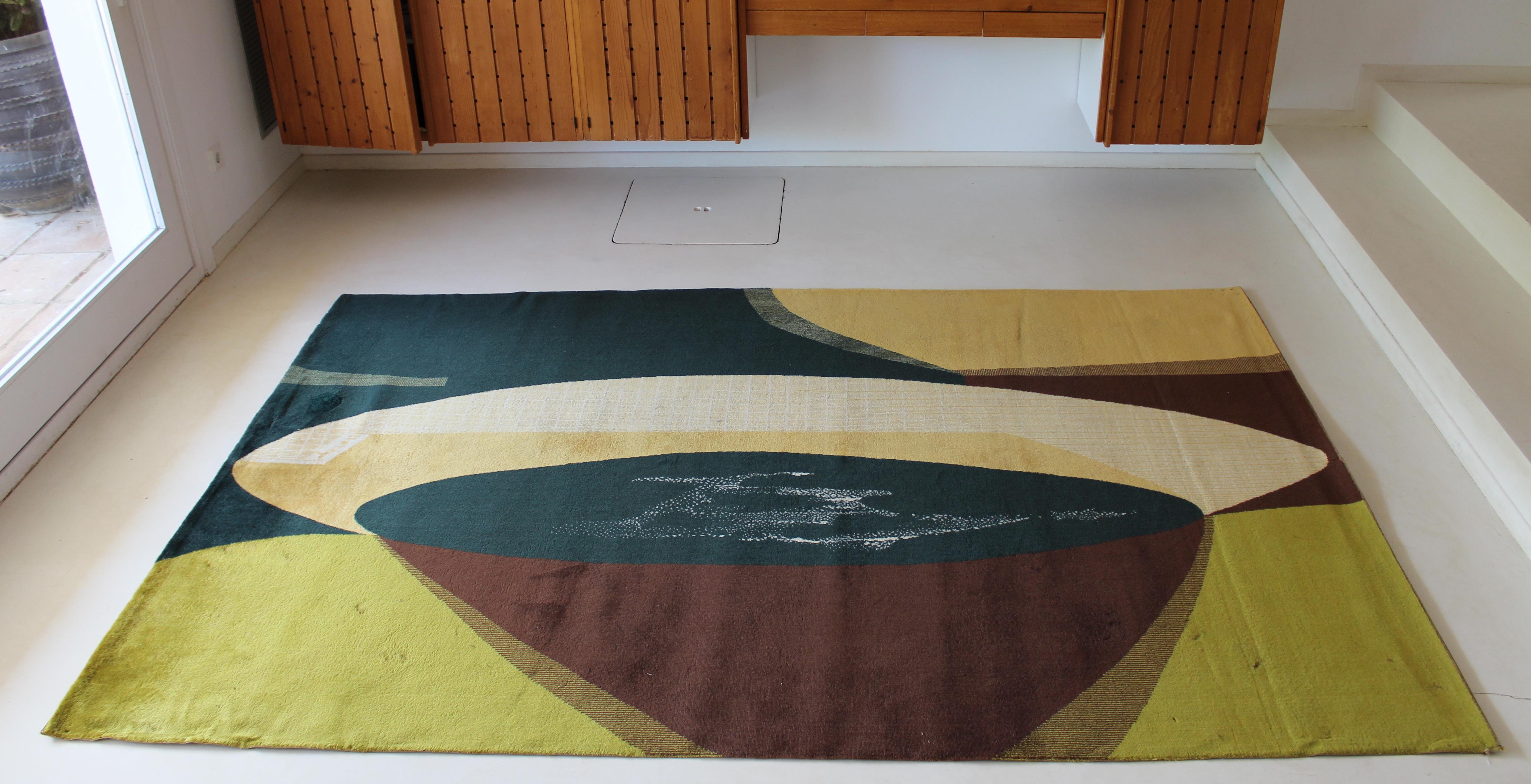 Mid-Century Modern Mathieu Matégot Wool Rug by Aubusson, circa 1950, France For Sale