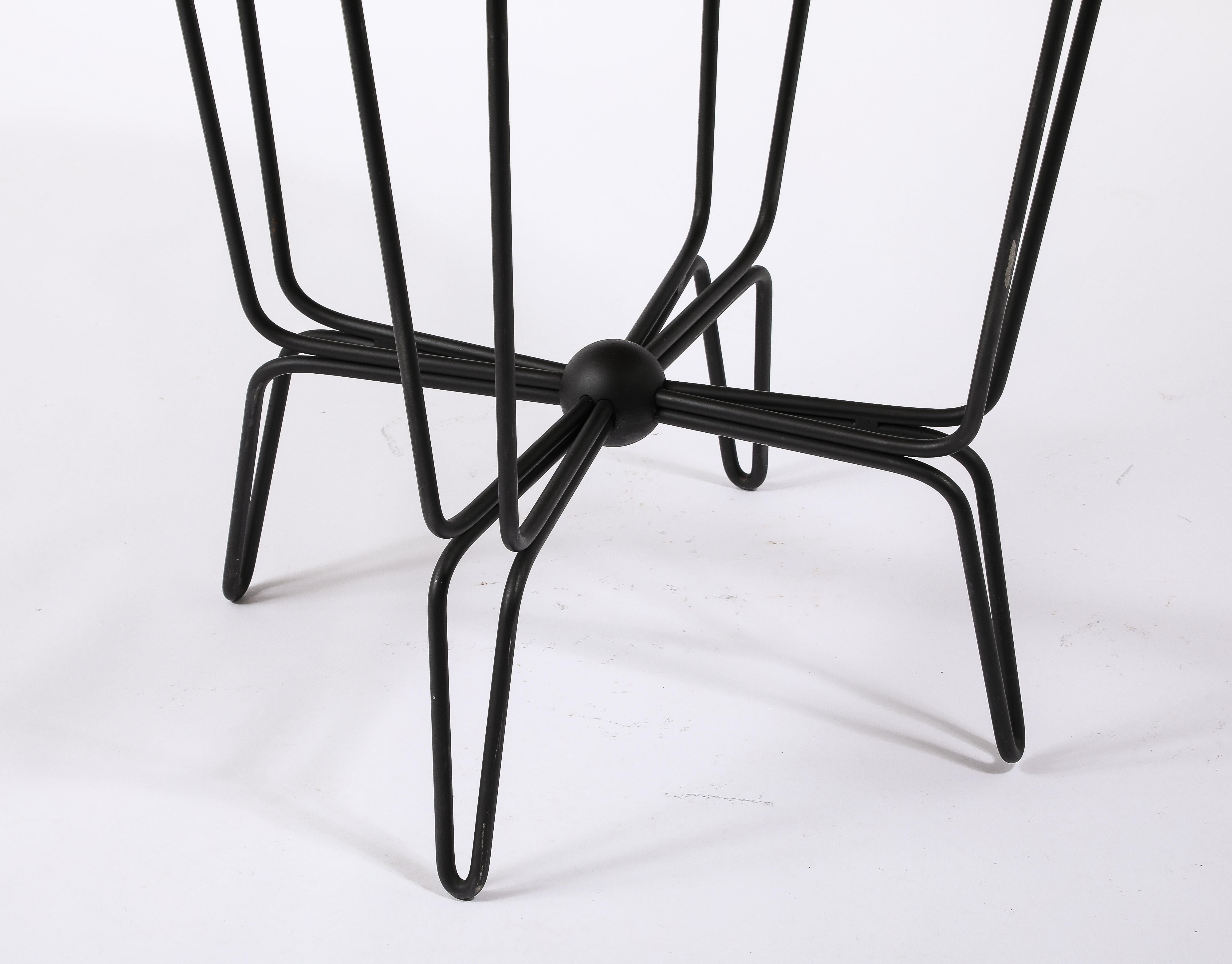 Mathieu Mategot Wrought Iron & Wicker Table, France 1950's For Sale 6