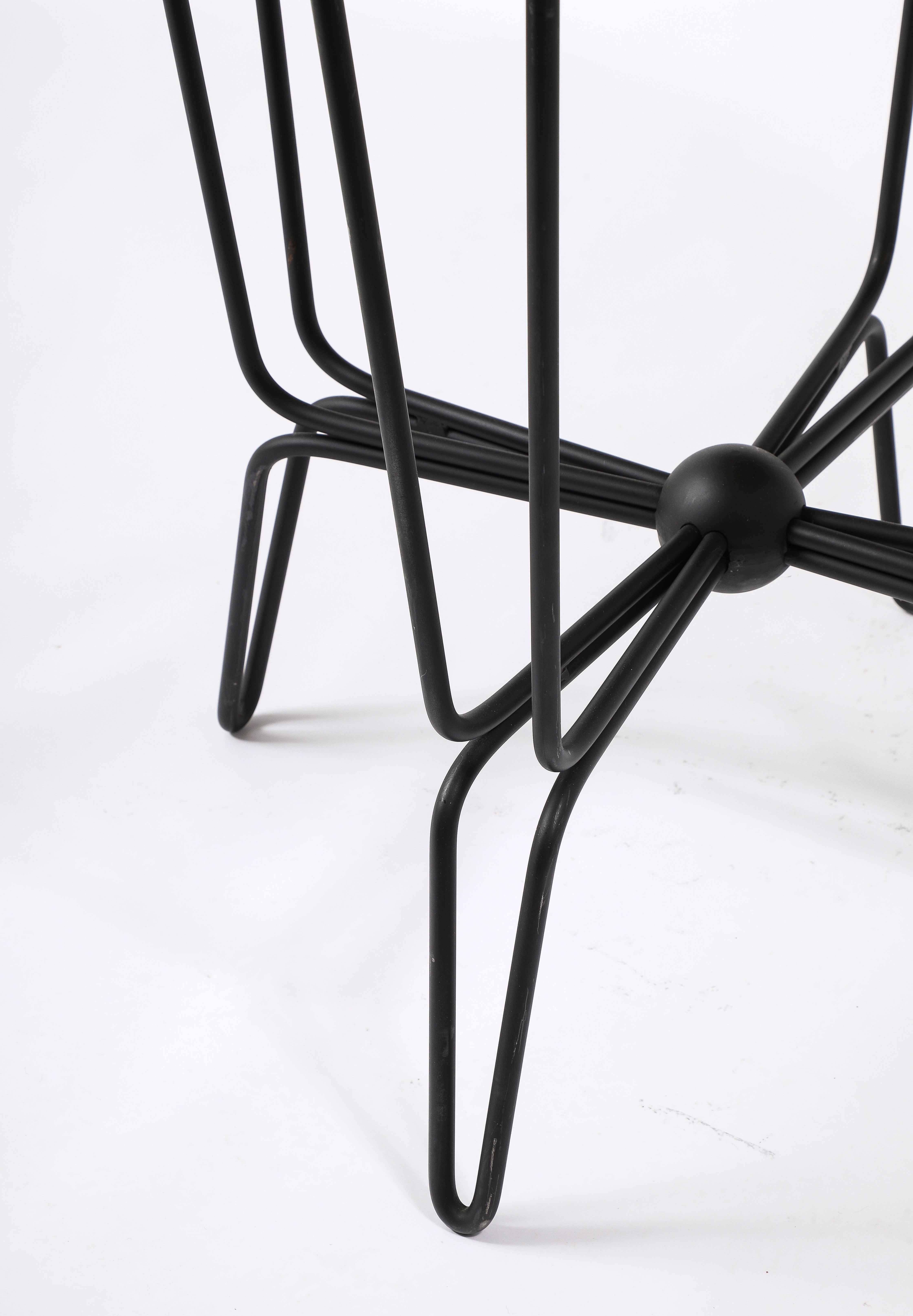 Mathieu Mategot Wrought Iron & Wicker Table, France 1950's For Sale 3