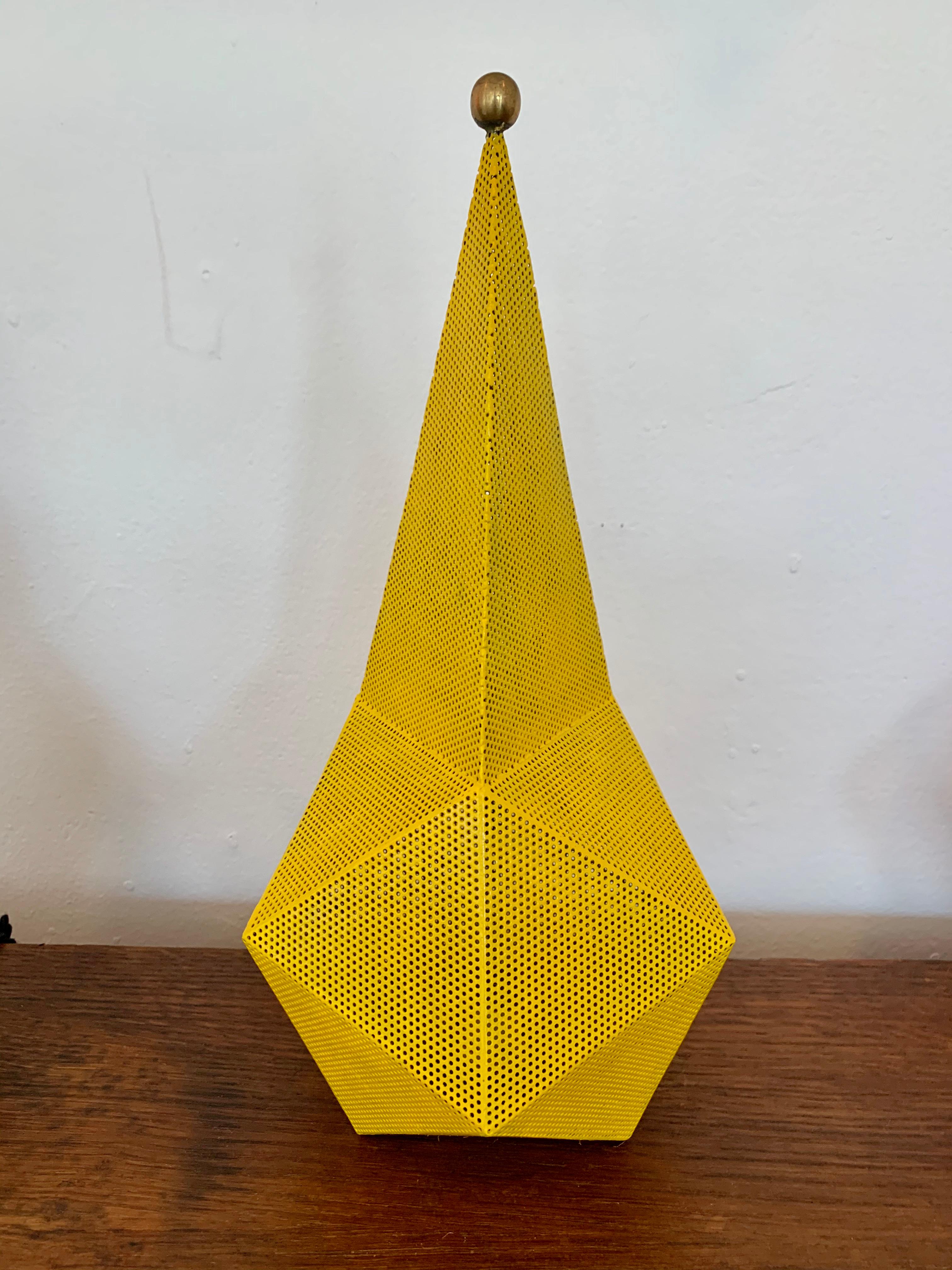 Metal Mathieu Matégot Yellow Baghdad Lamp