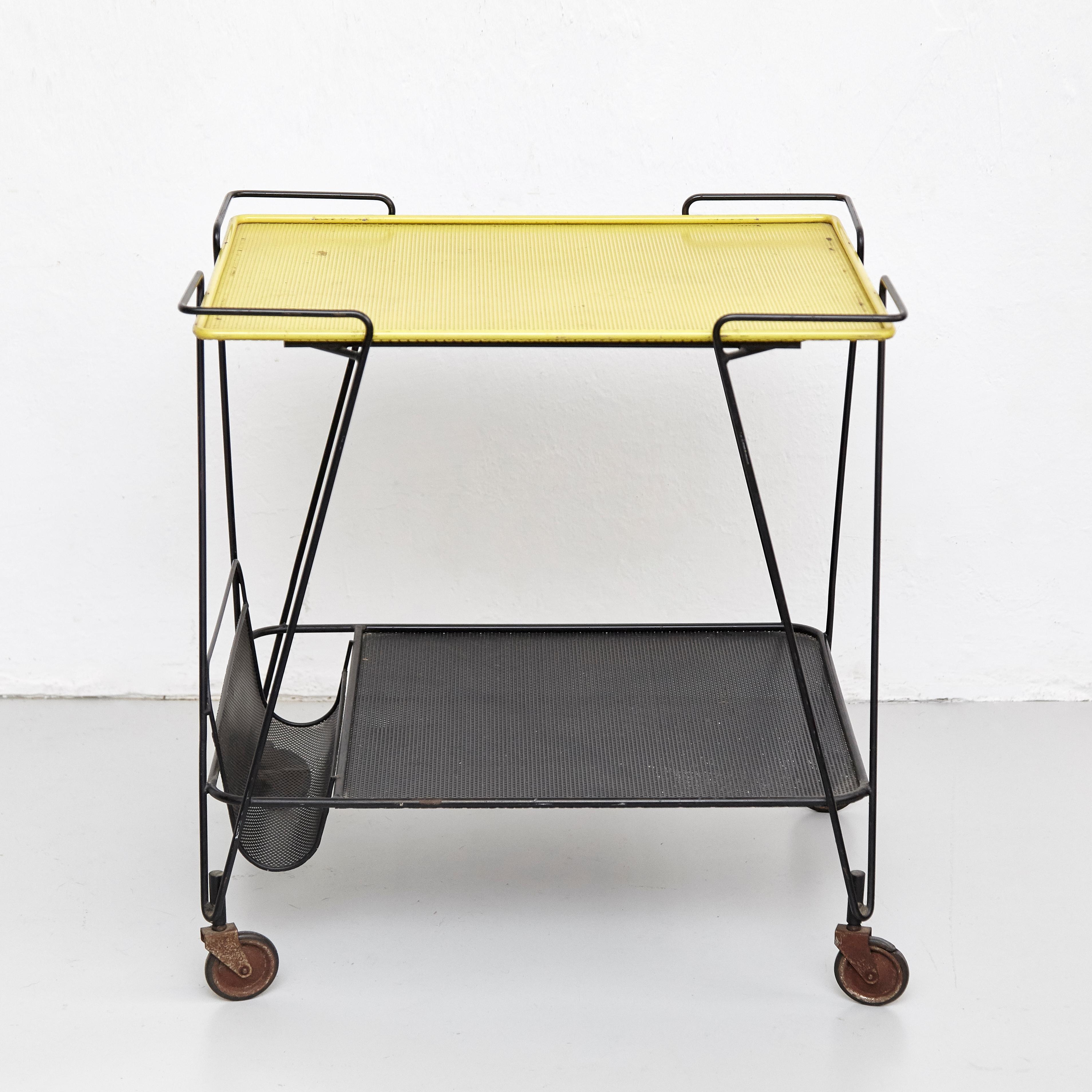 Mid-Century Modern Mathieu Mategot Yellow and Black Trolley, circa 1950