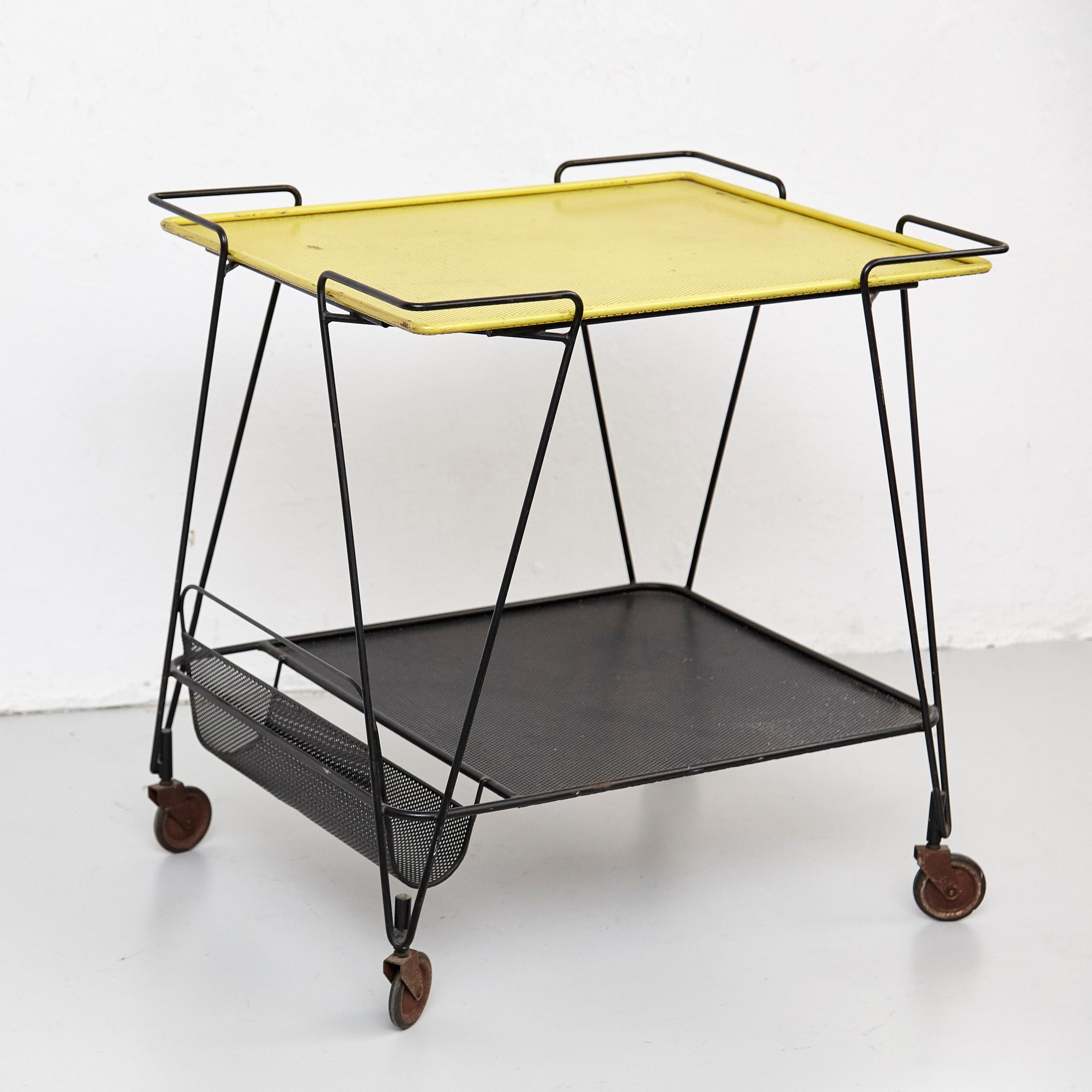 French Mathieu Mategot Yellow and Black Trolley, circa 1950