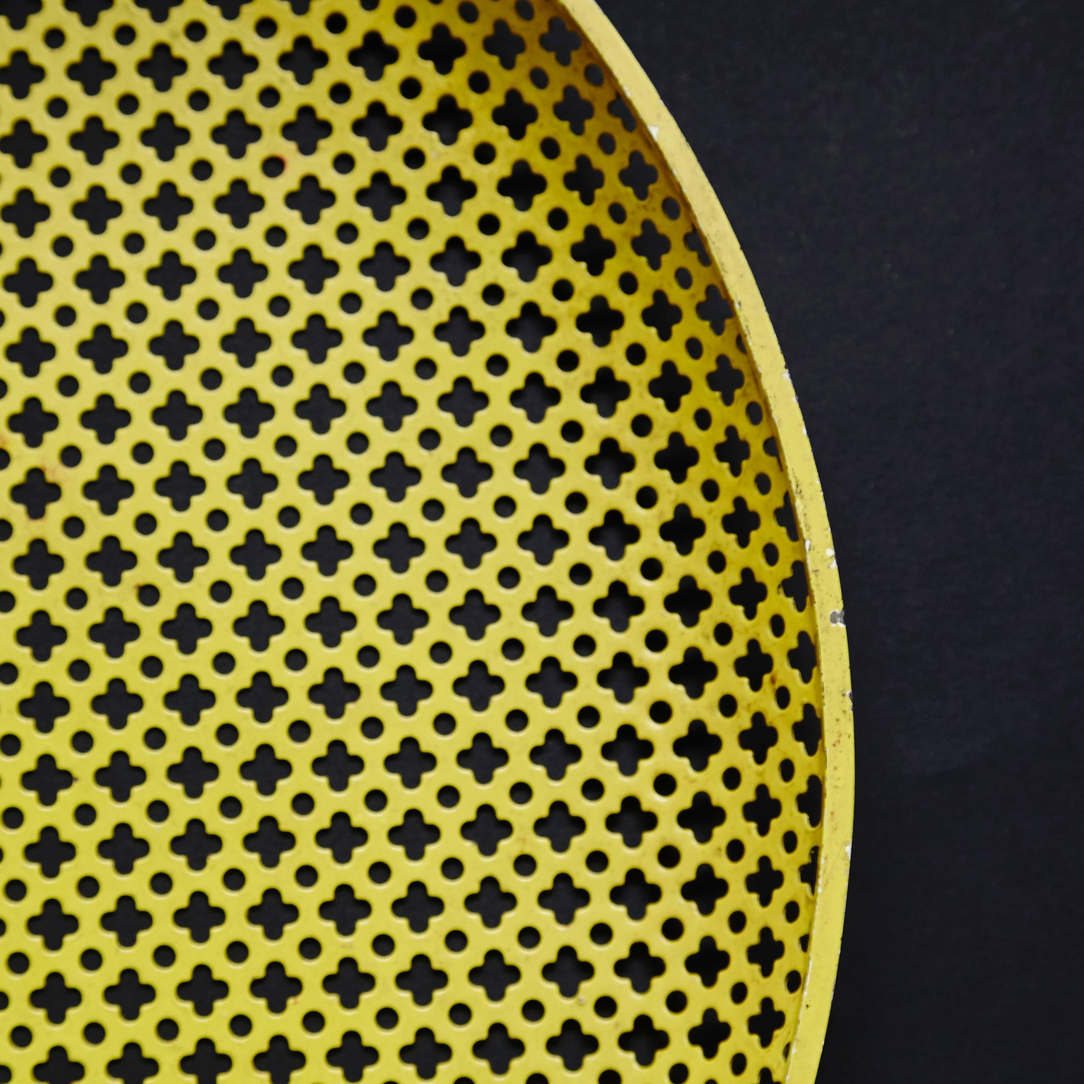 French Mathieu Matégot Yellow Enameled Metal Plate, circa 1950