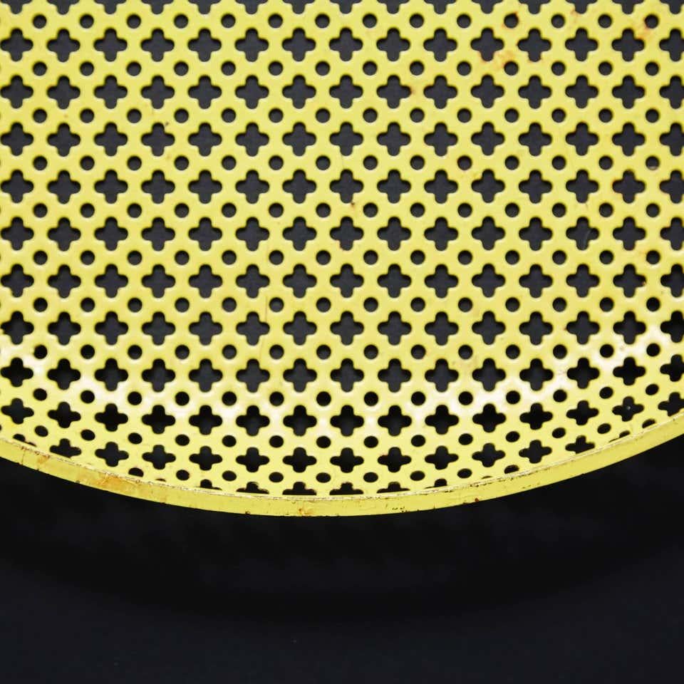 French Mathieu Matégot Yellow Enameled Metal Plate, circa 1950 For Sale