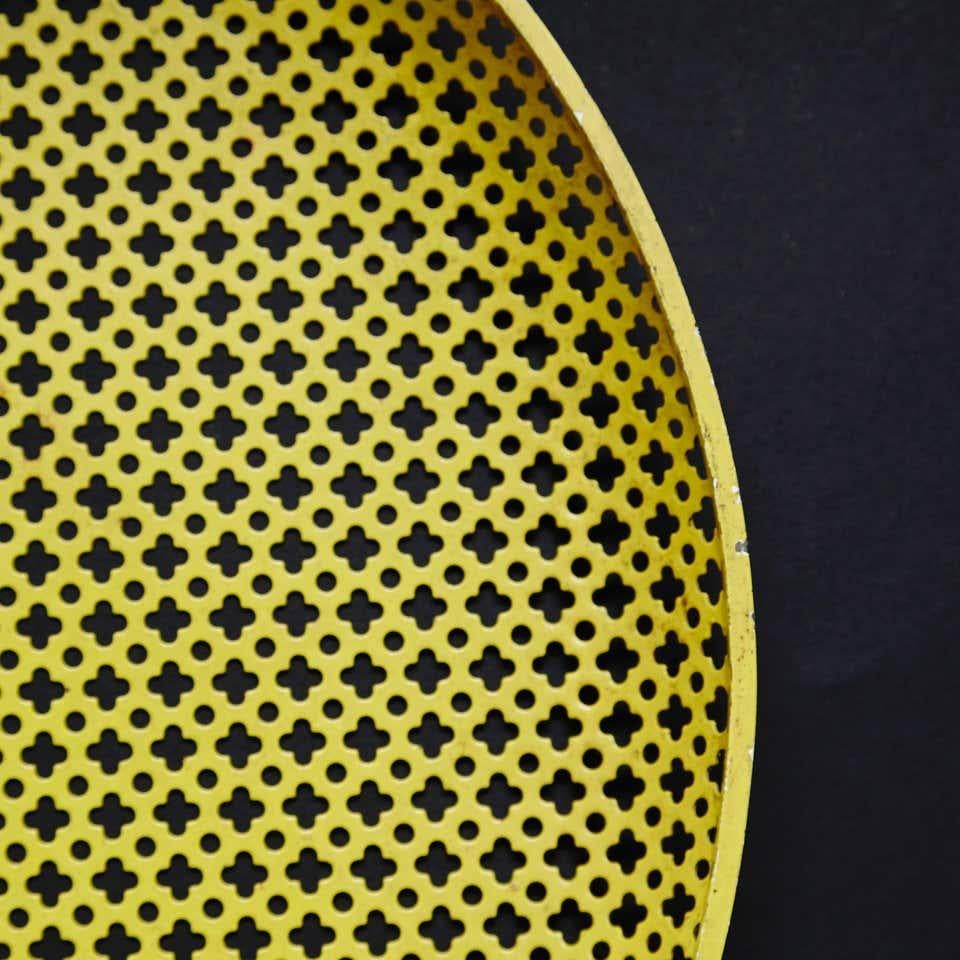 Mathieu Matégot Yellow Enameled Metal Plate, circa 1950 In Good Condition For Sale In Barcelona, Barcelona