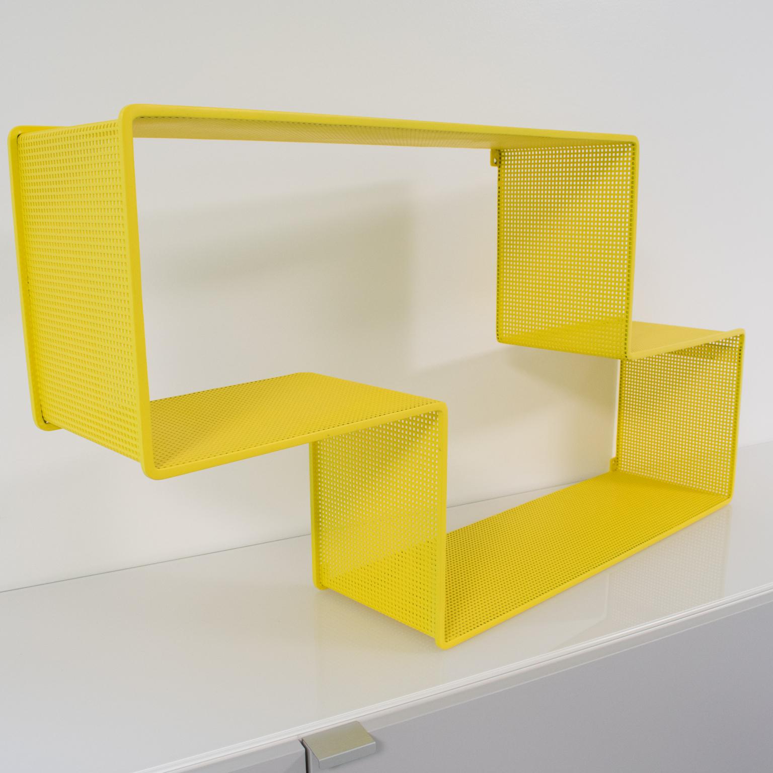Mathieu Mategot Yellow Metal Dedal Wall Book Shelf 7