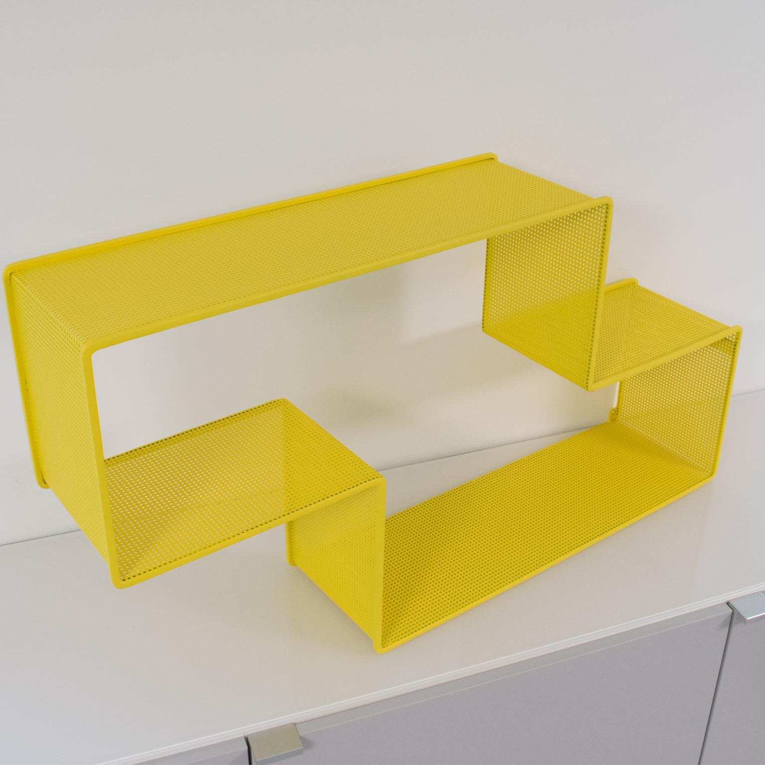 Mathieu Mategot Yellow Metal Dedal Wall Book Shelf 8