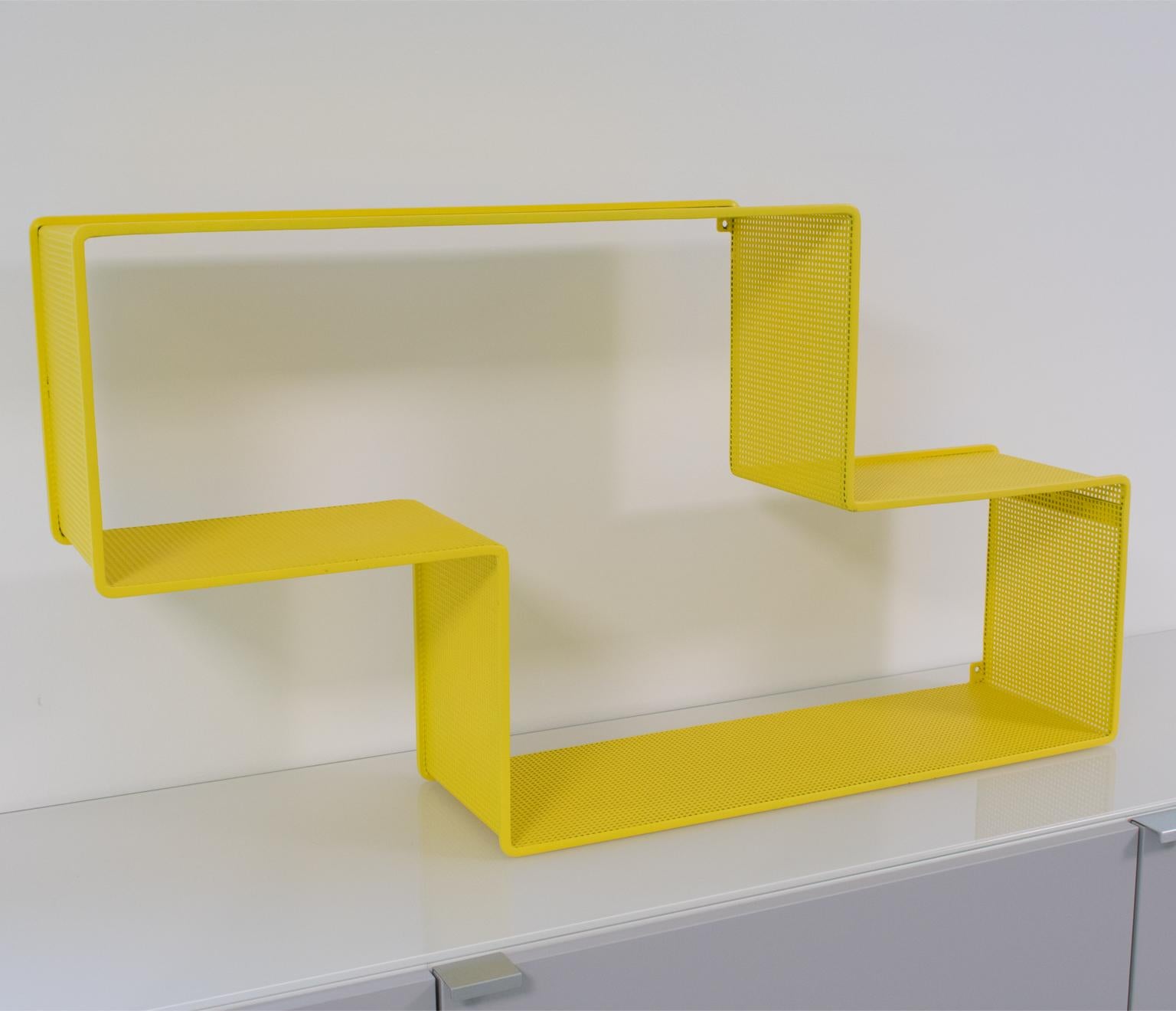 Very nice large modular wall mounted shelf designed in the 1950s by French Mathieu Mategot (1910-2001) and known as the 