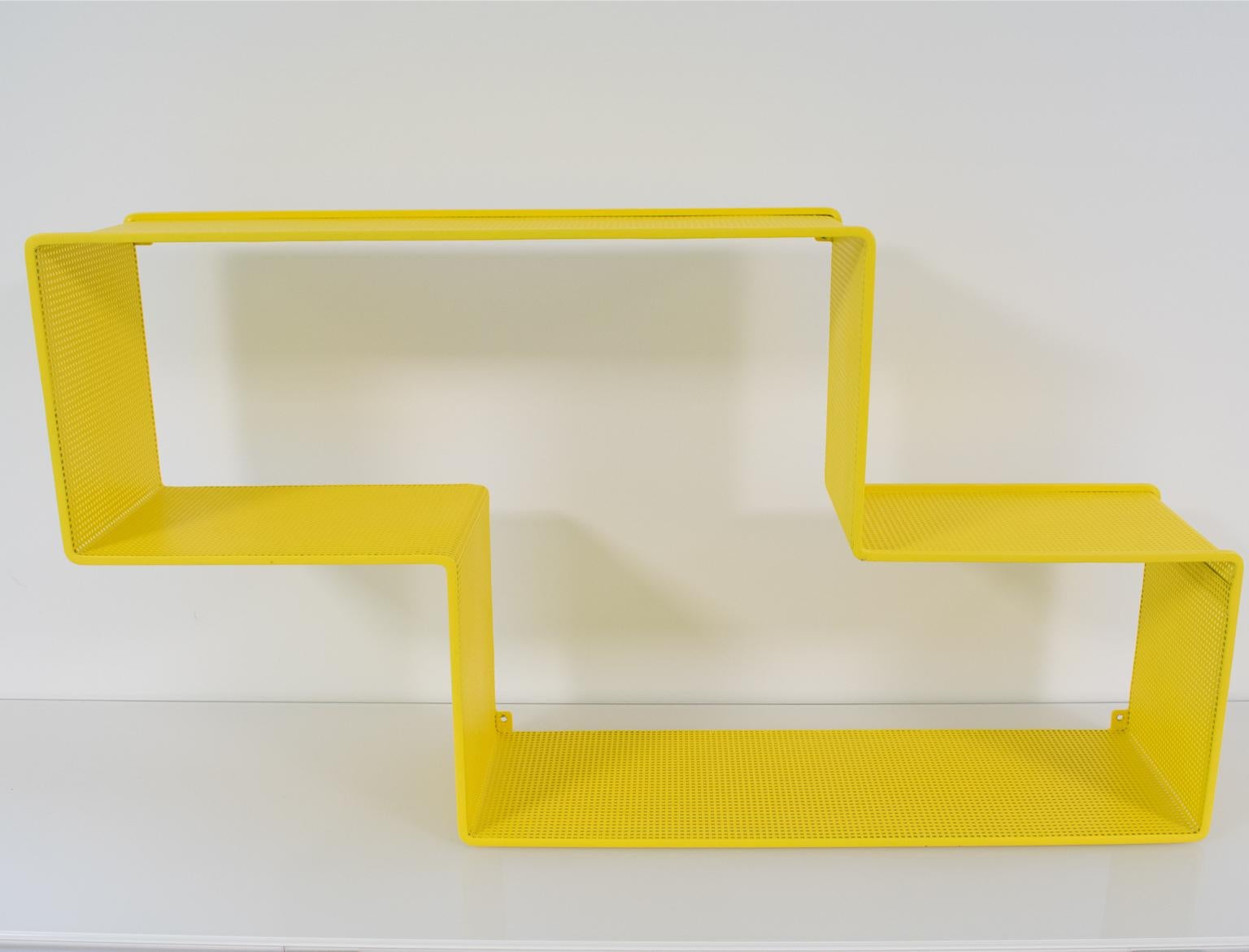 Mid-Century Modern Mathieu Mategot Yellow Metal Dedal Wall Book Shelf