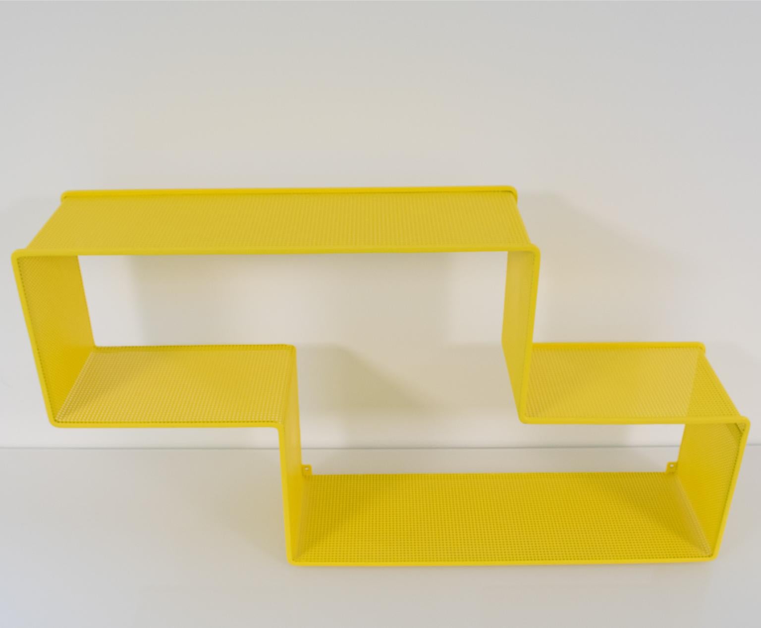 French Mathieu Mategot Yellow Metal Dedal Wall Book Shelf
