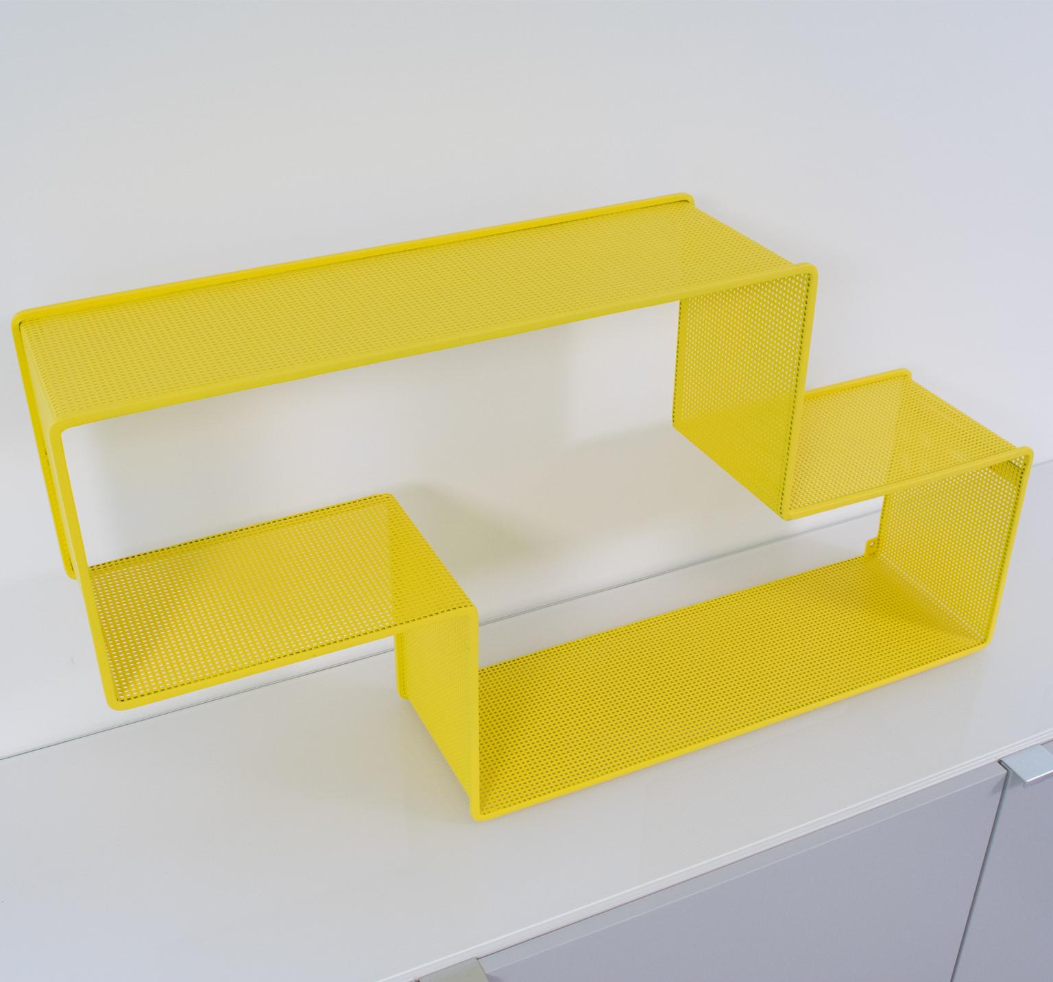 20th Century Mathieu Mategot Yellow Metal Dedal Wall Book Shelf