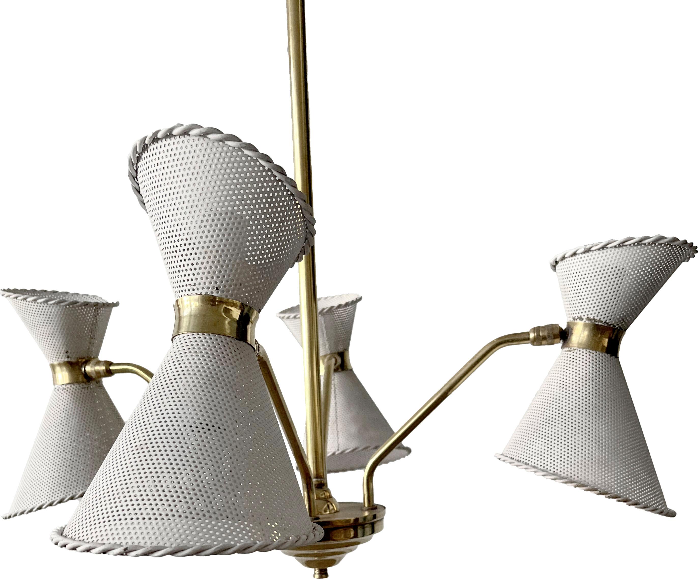 French Mathieu Matégot's Chandelier, Designed in France in 1950 For Sale