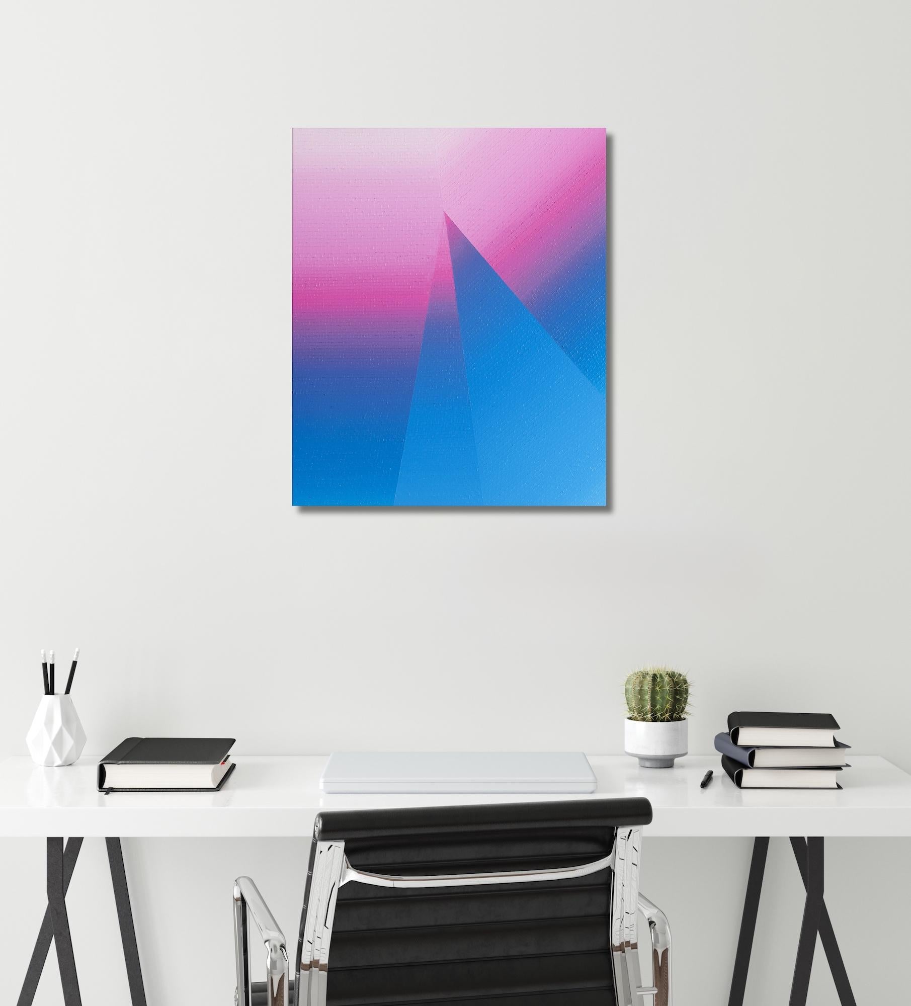 Azure Vine 2 de Mathieu Piffeteau - Pintura abstracta, gradación de colores, ilusión en venta 1
