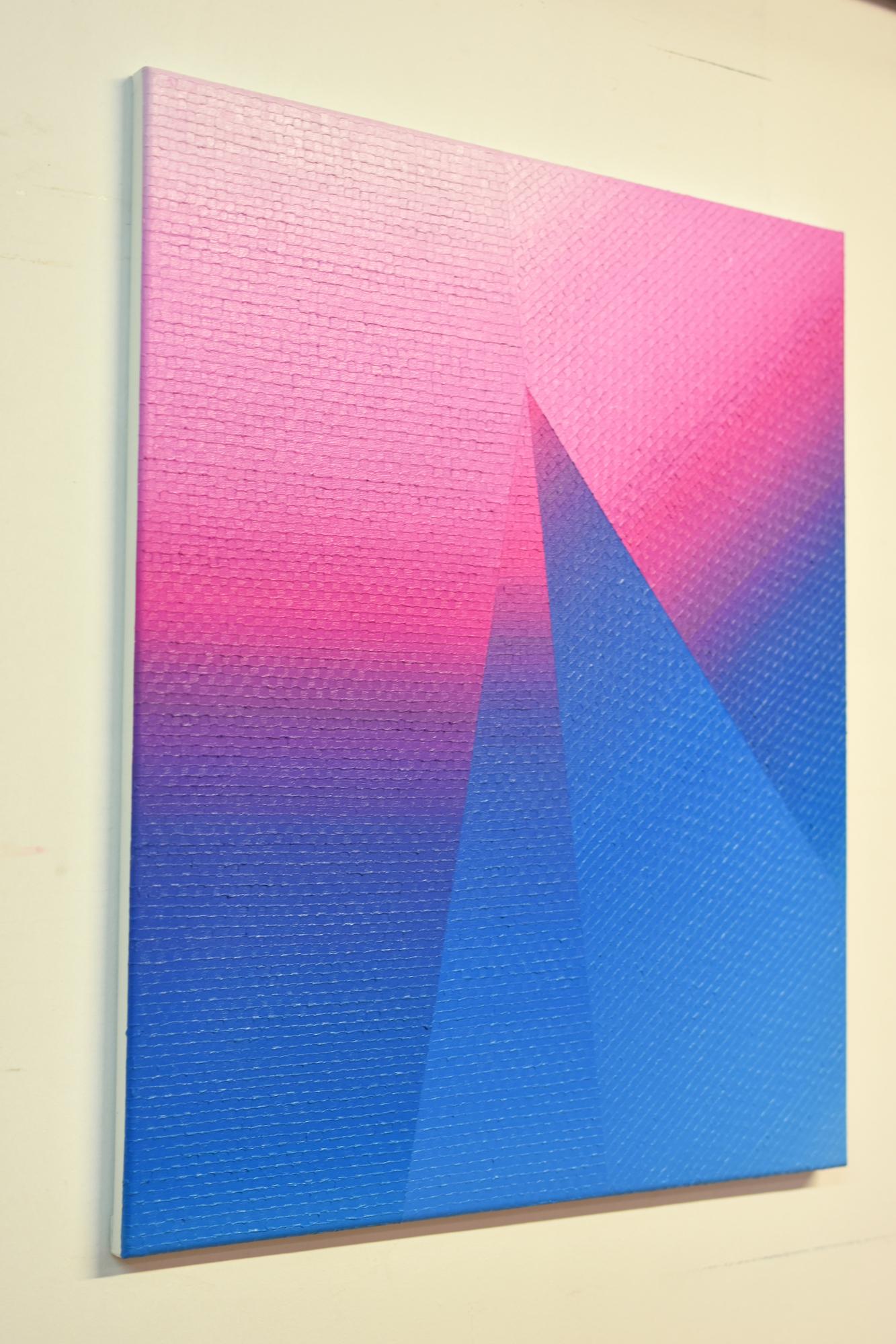 Azure Vine 2 de Mathieu Piffeteau - Pintura abstracta, gradación de colores, ilusión en venta 4