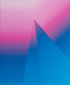 Azure Vine 2 by Mathieu Piffeteau - Abstract painting, color gradation, illusion