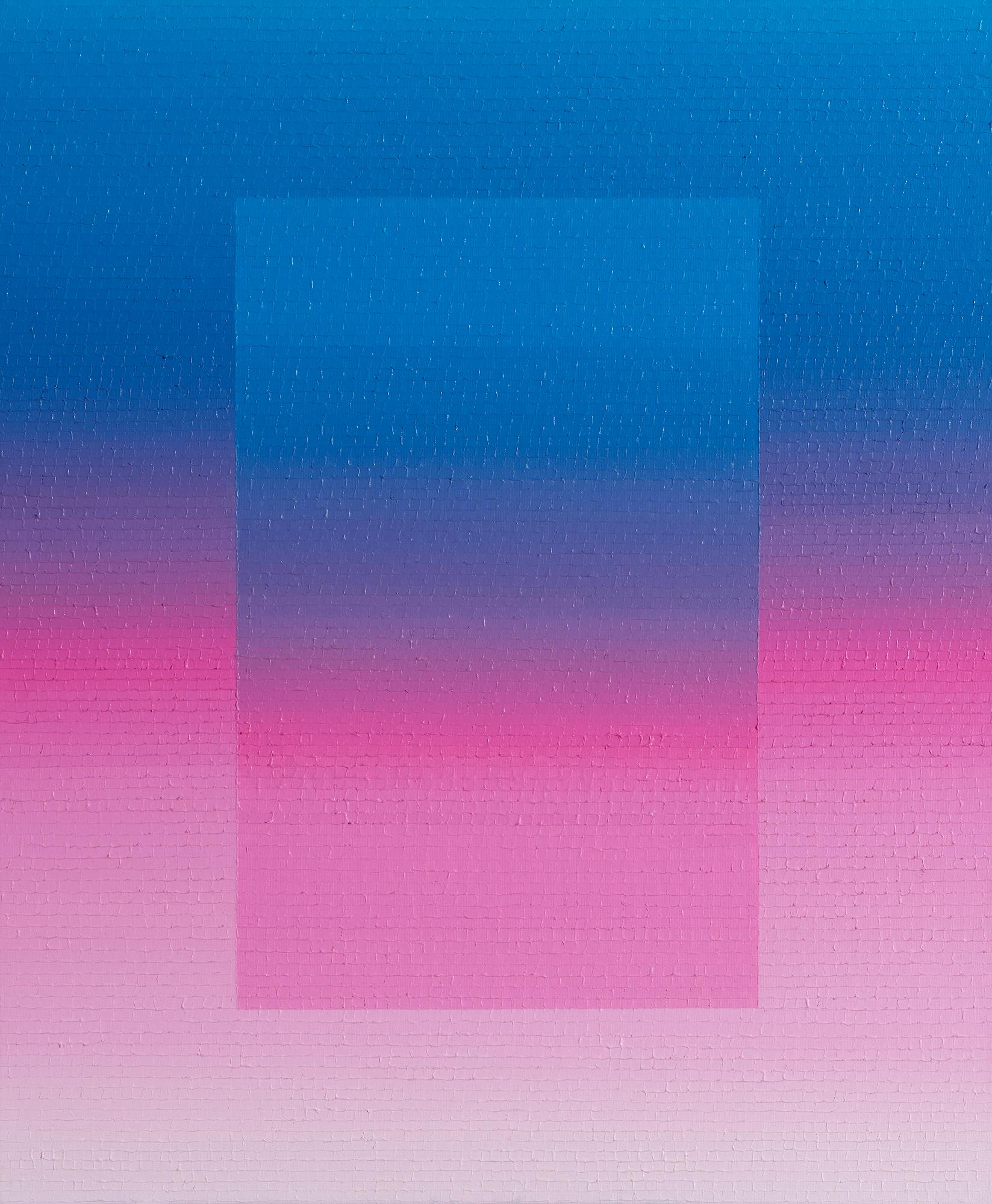 Azure Vine de Mathieu Piffeteau - conjunto de 4 cuadros abstractos, azul y rosa en venta 3