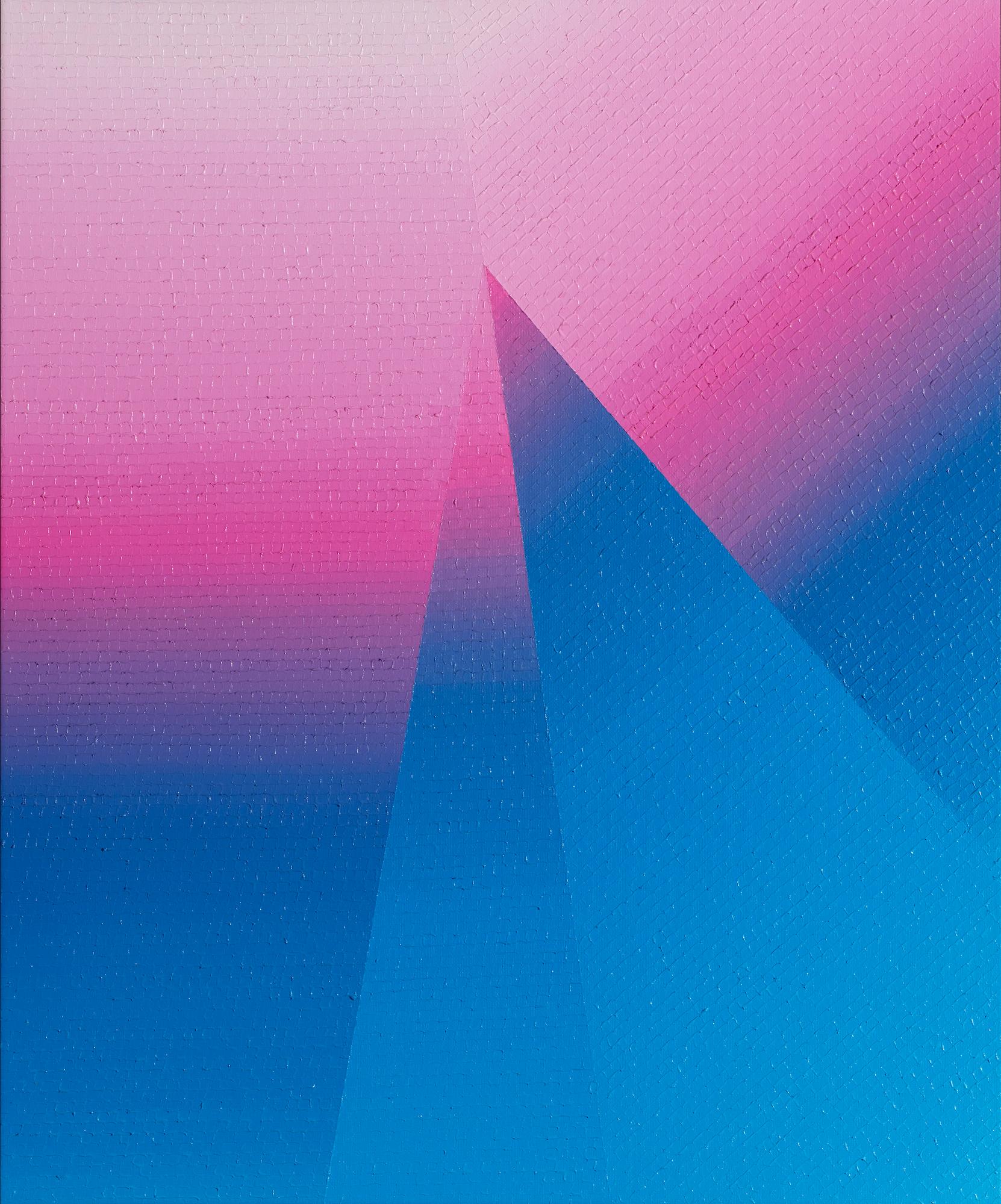 Azure Vine de Mathieu Piffeteau - conjunto de 4 cuadros abstractos, azul y rosa en venta 4