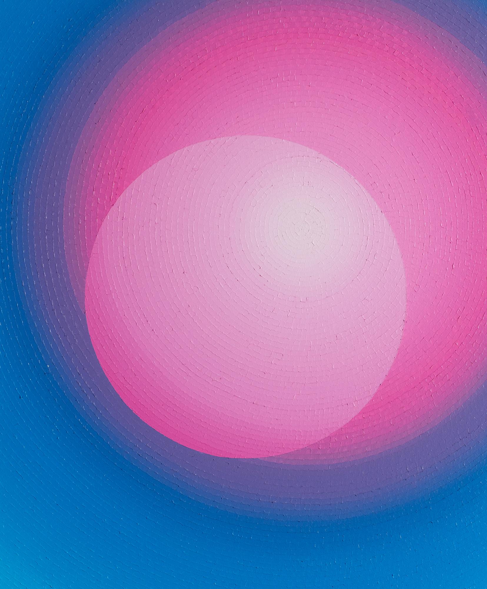 Azure Vine de Mathieu Piffeteau - conjunto de 4 cuadros abstractos, azul y rosa en venta 5