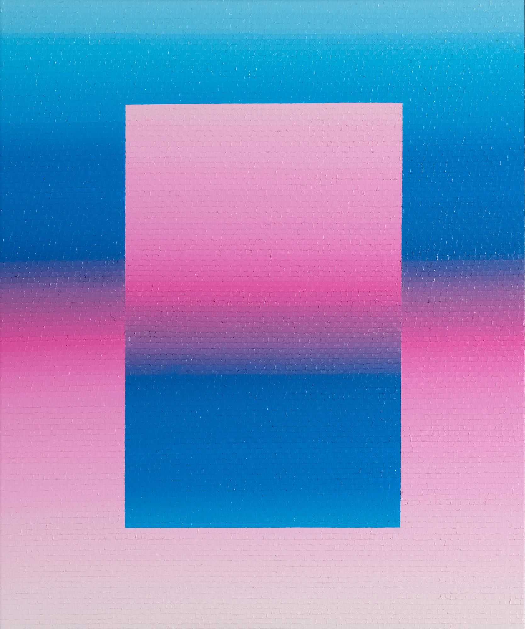 Azure Vine de Mathieu Piffeteau - conjunto de 4 cuadros abstractos, azul y rosa en venta 6