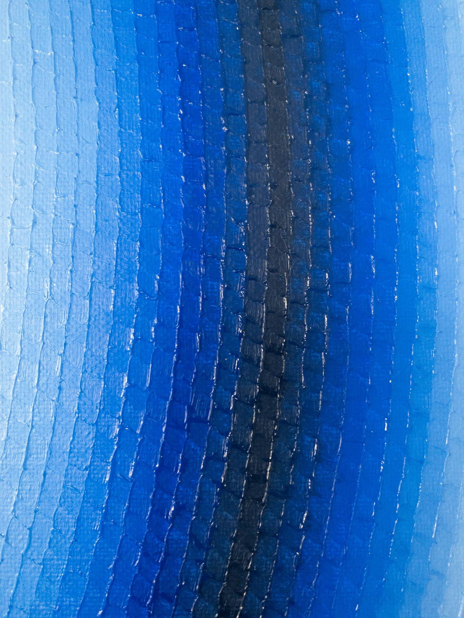 Blue Hole di Mathieu Piffeteau - Pittura astratta, gradazione di colore, illusione in vendita 11