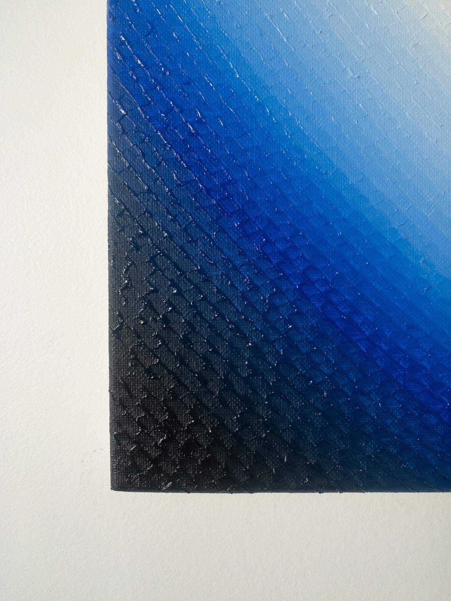 Blue Hole di Mathieu Piffeteau - Pittura astratta, gradazione di colore, illusione in vendita 13