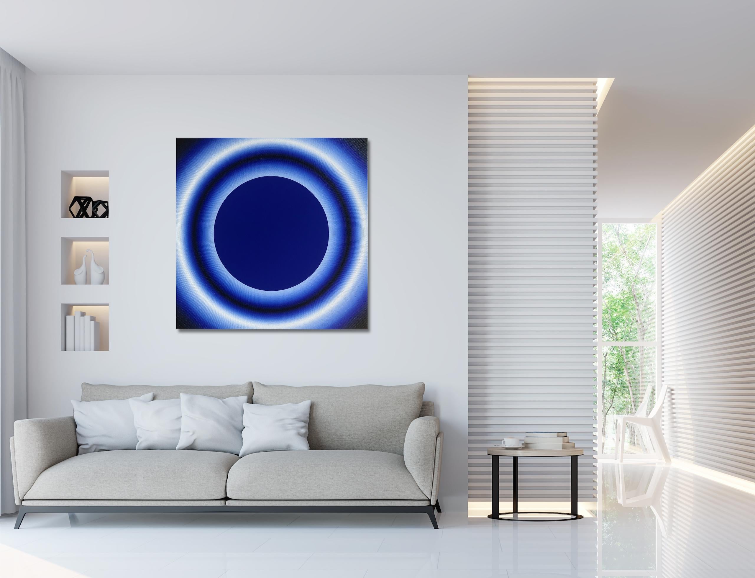 Blue Hole di Mathieu Piffeteau - Pittura astratta, gradazione di colore, illusione in vendita 2