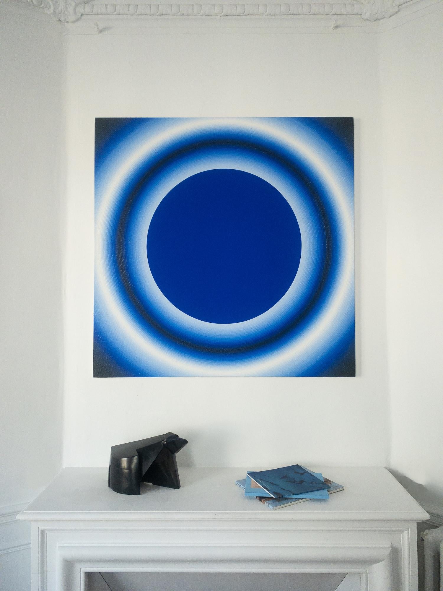 Blue Hole di Mathieu Piffeteau - Pittura astratta, gradazione di colore, illusione in vendita 1
