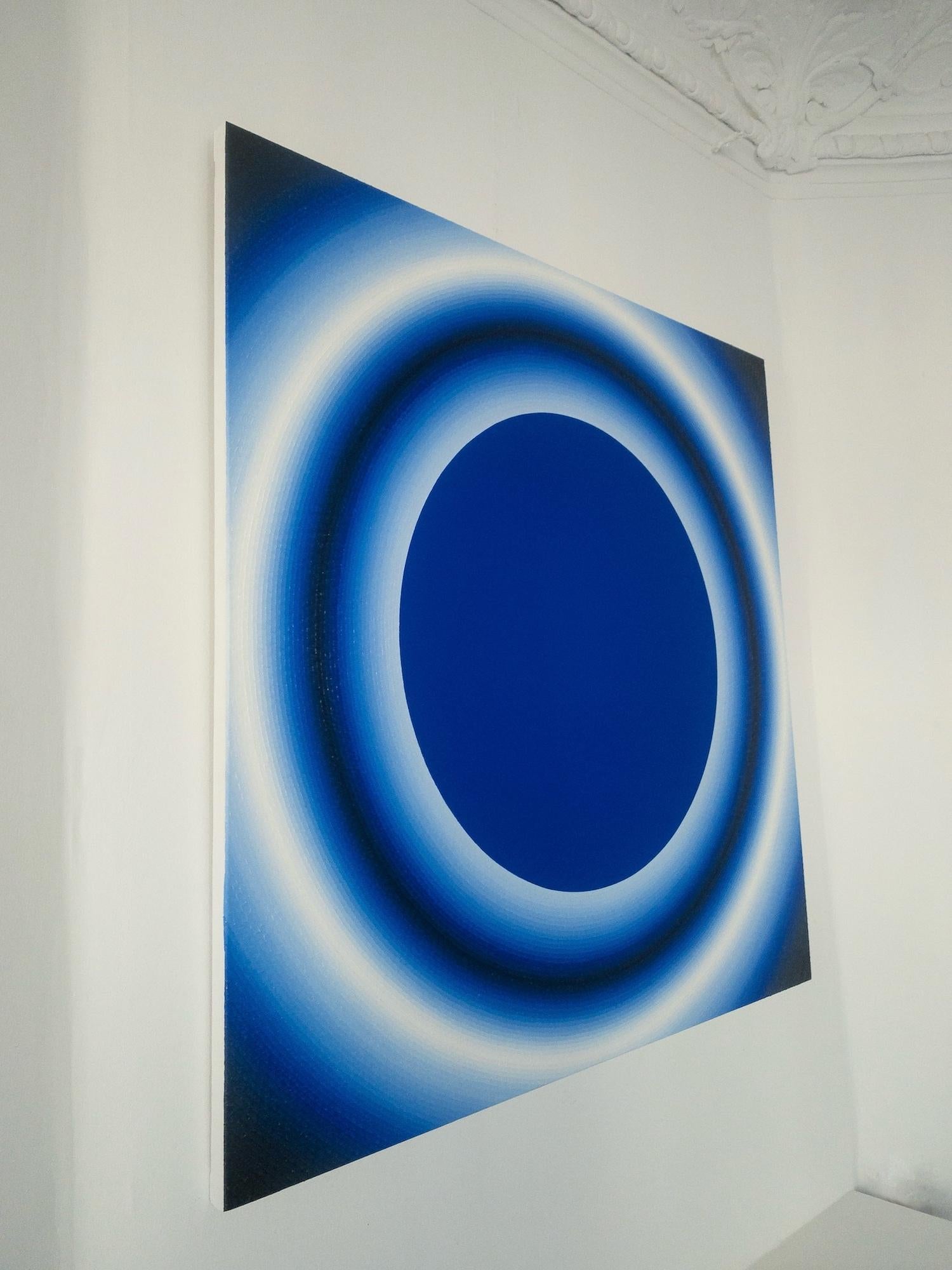 Blue Hole di Mathieu Piffeteau - Pittura astratta, gradazione di colore, illusione in vendita 3