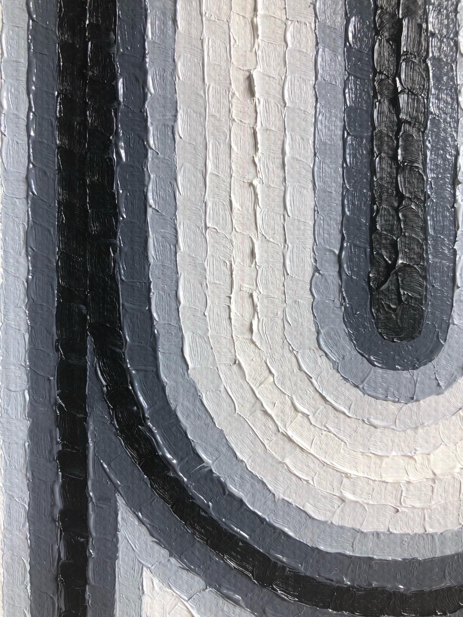 Blur 1 by Mathieu Piffeteau - Abstract painting, optical illusion, black & white For Sale 5