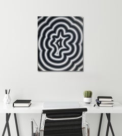 Desenfoque 2 de Mathieu Piffeteau - Pintura abstracta, ilusión óptica, blanco y negro