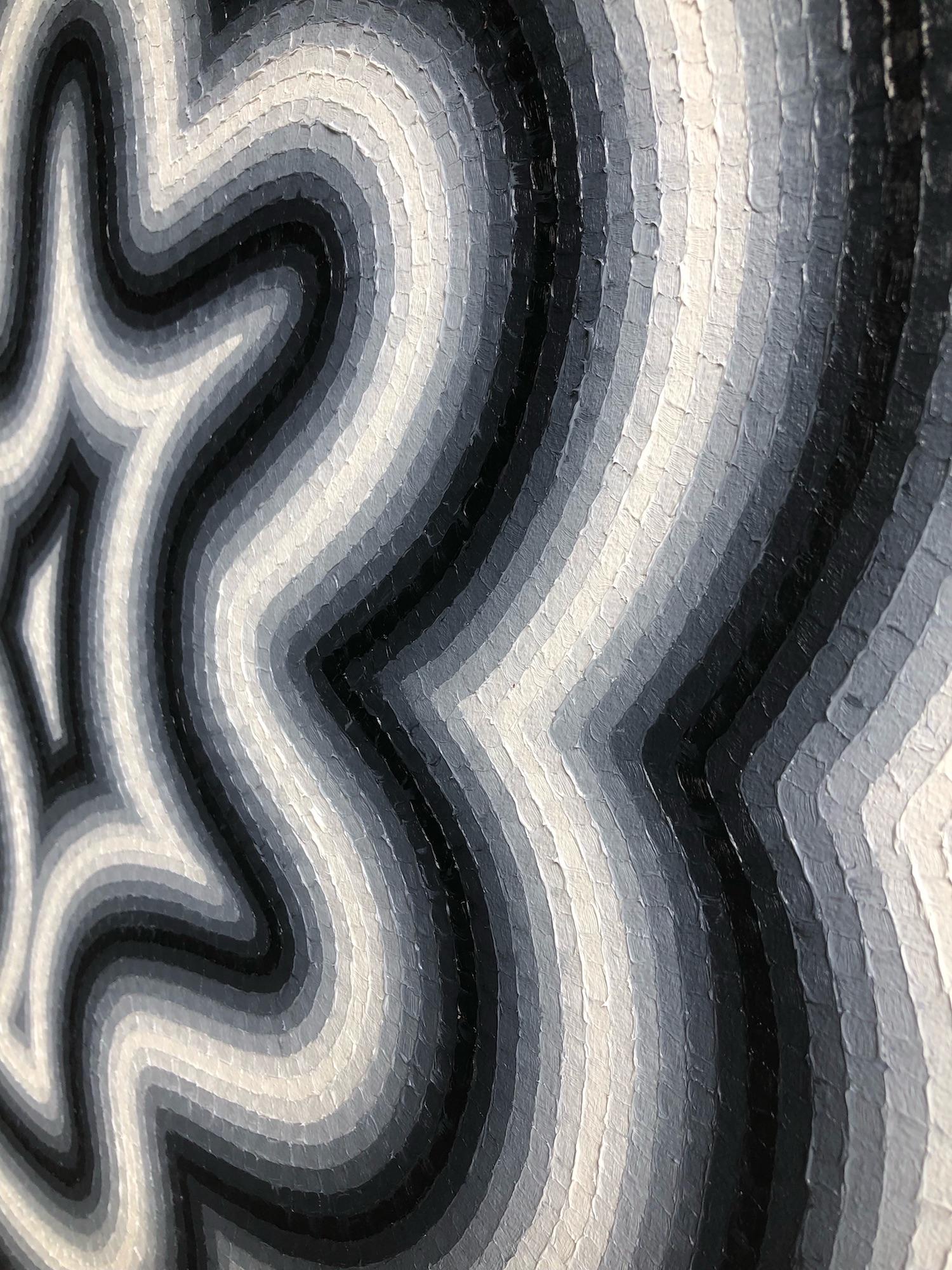 Blur 2 by Mathieu Piffeteau - Abstract painting, optical illusion, black & white For Sale 4