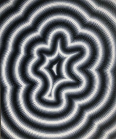 Blur 2 di Mathieu Piffeteau - Pittura astratta, illusione ottica, bianco e nero