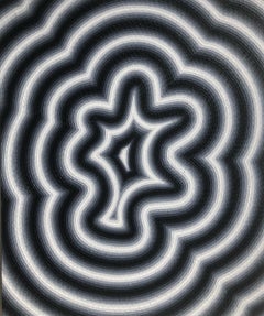 Blur 2 by Mathieu Piffeteau - Abstract painting, optical illusion, black & white