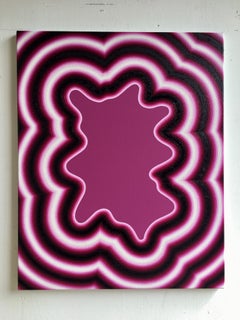 Cellule von A. Mathieu Piffeteau, Abstraktes Gemälde, lebendige rosa Farbe
