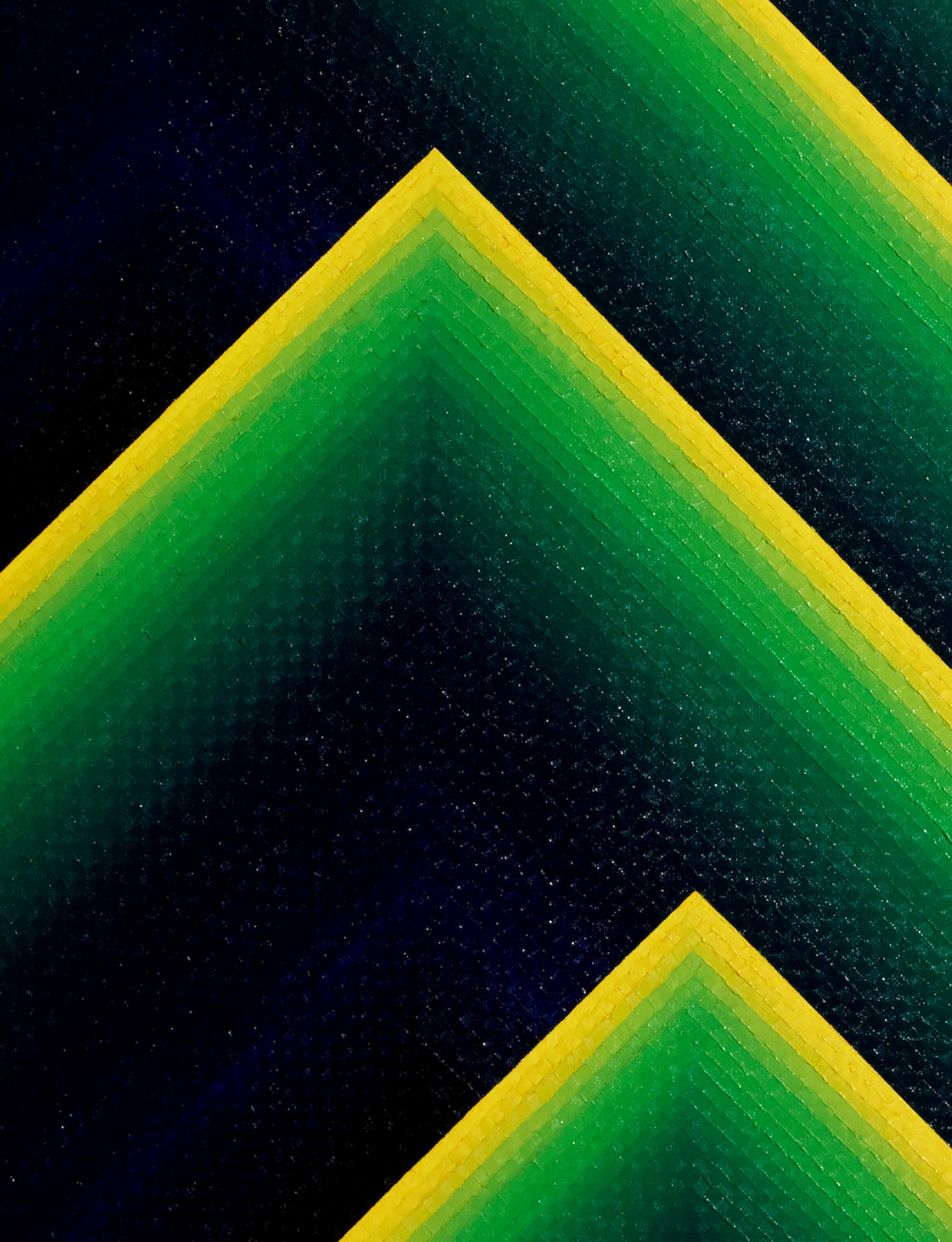 Dido 4, Hommage an Julian Hoeber von Mathieu Piffeteau – Abstraktes Gemälde, grün im Angebot 4