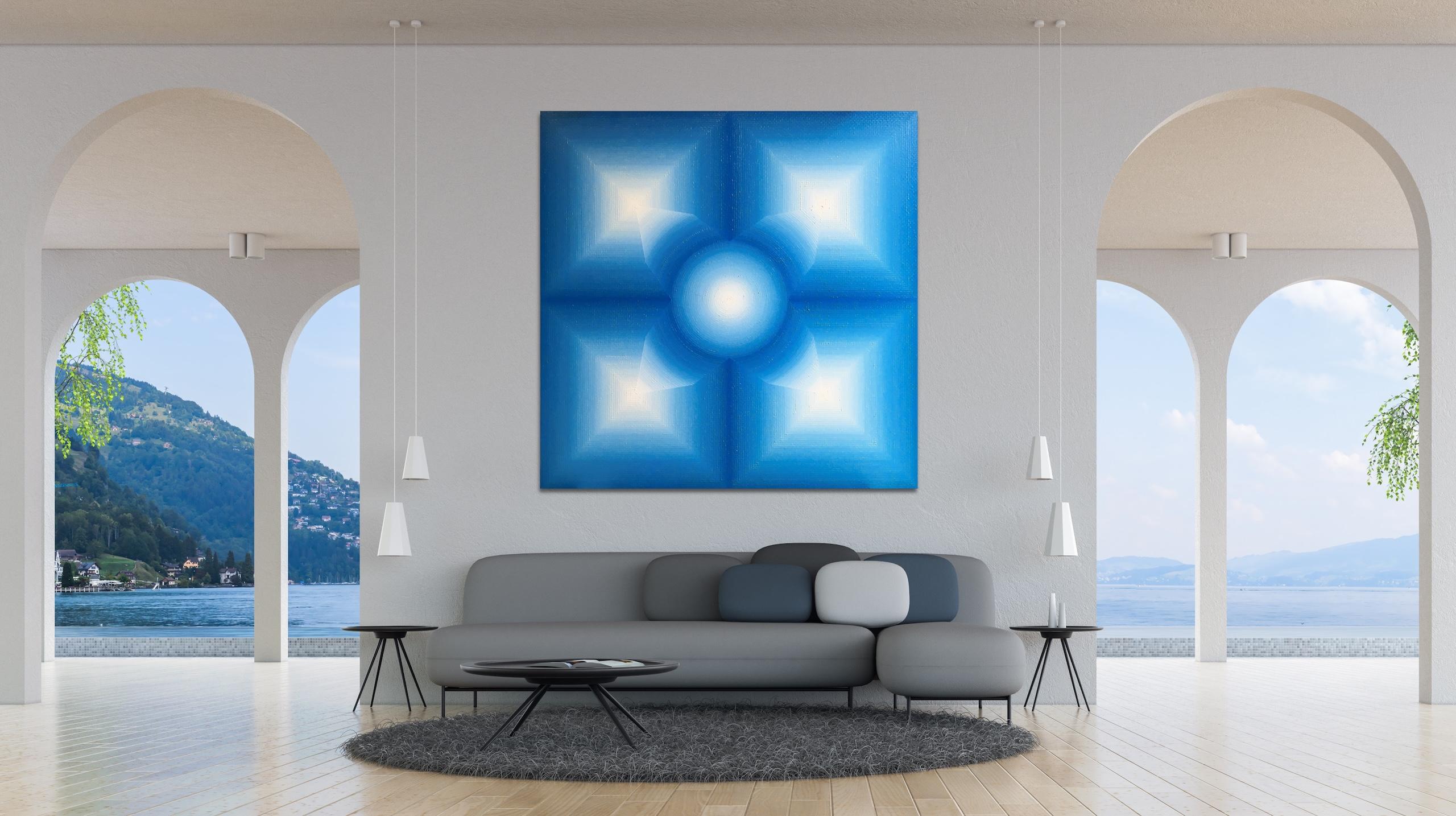 Discussion by Mathieu Piffeteau - Abstract painting, color gradation, illusion For Sale 1
