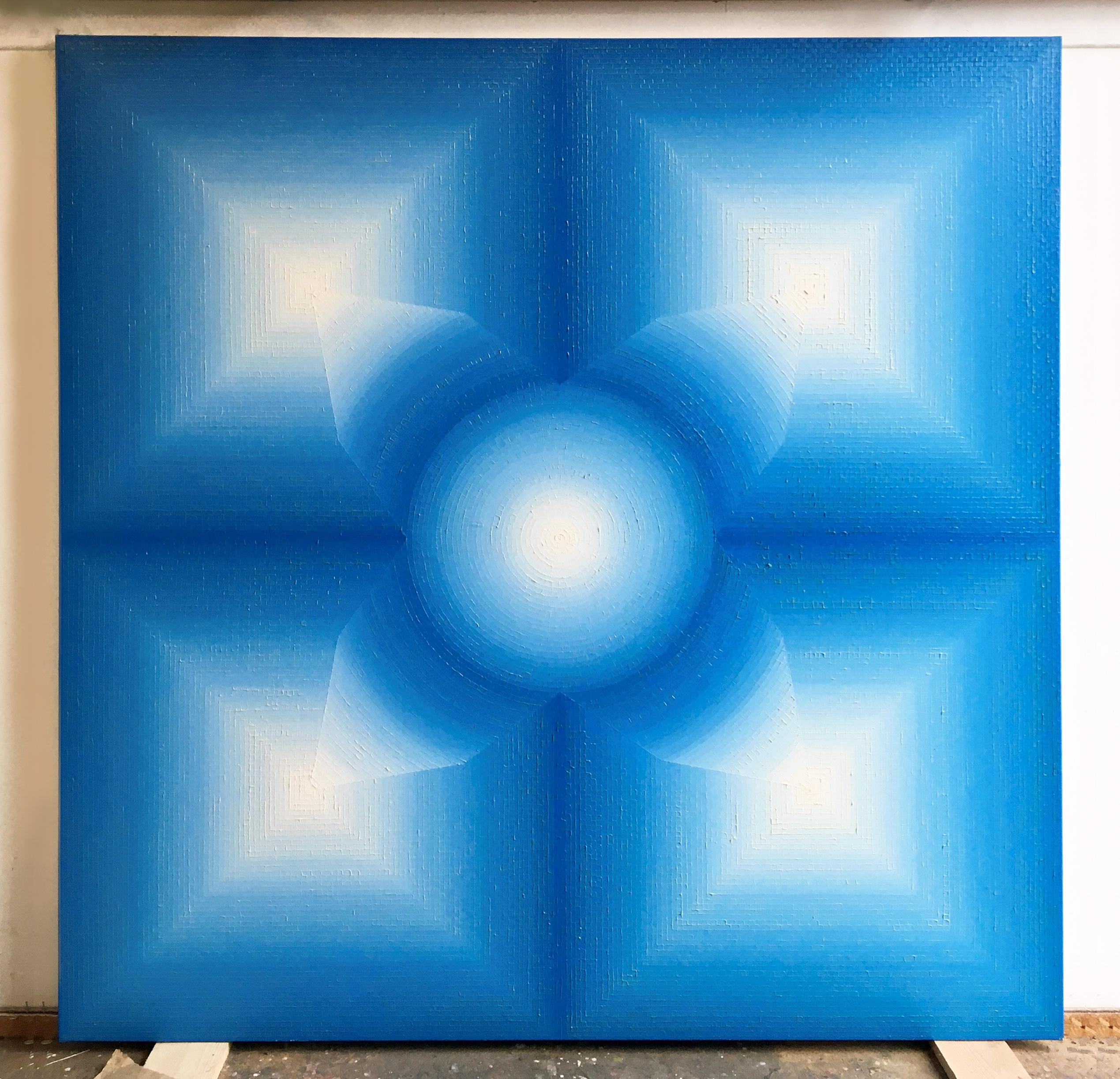 Discussion by Mathieu Piffeteau - Abstract painting, color gradation, illusion For Sale 2