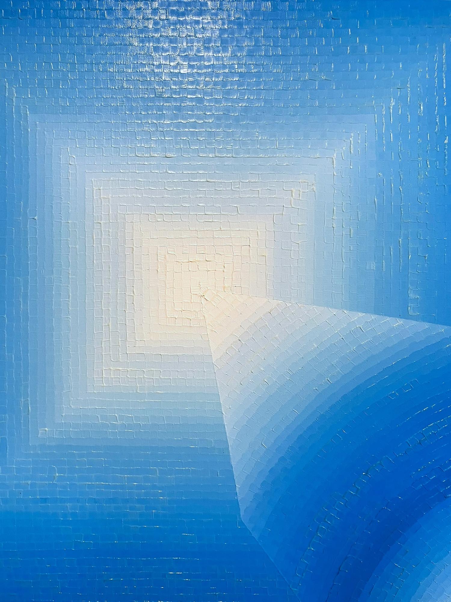 Discussion by Mathieu Piffeteau - Abstract painting, color gradation, illusion For Sale 5
