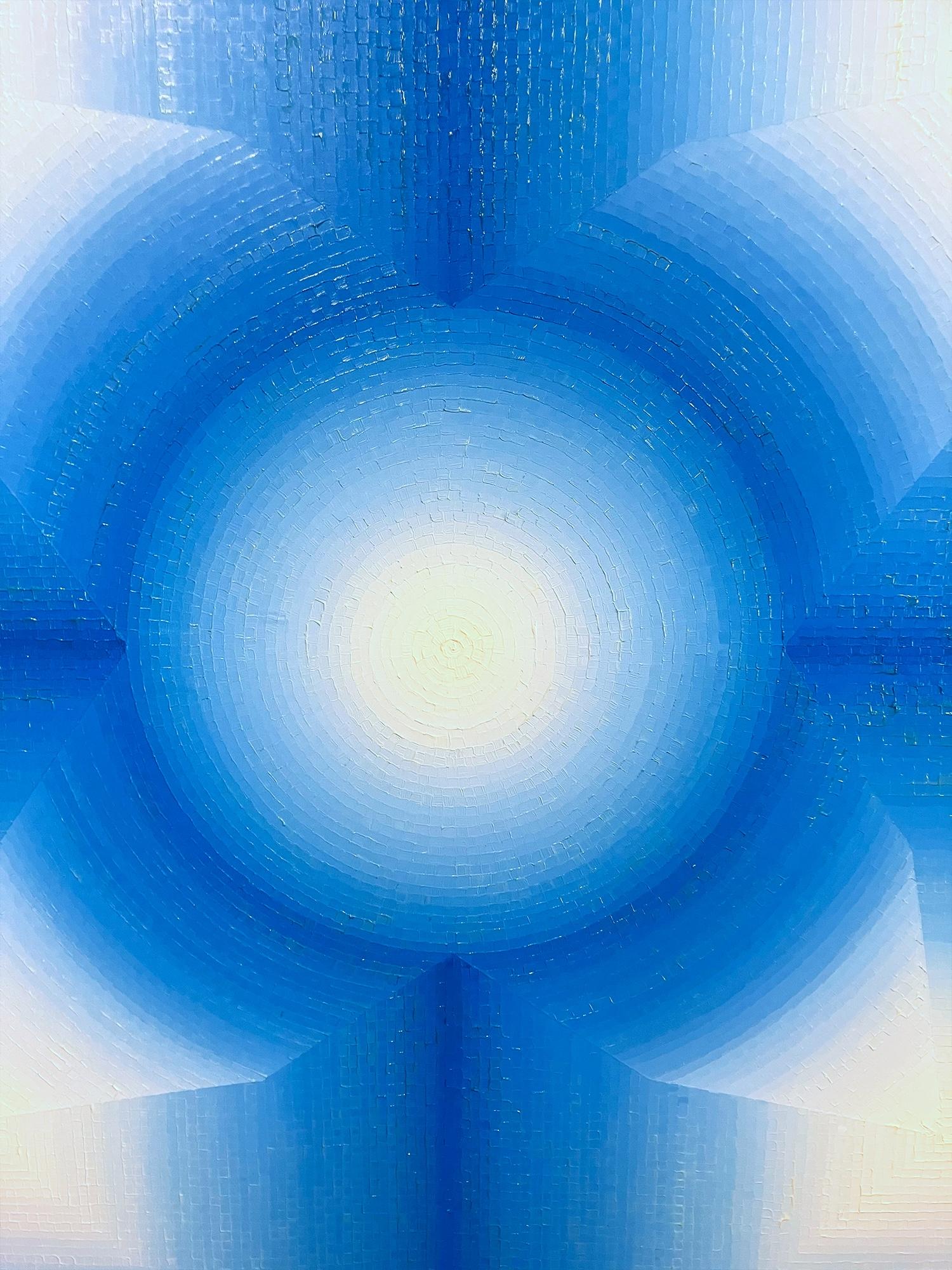 Discussion by Mathieu Piffeteau - Abstract painting, color gradation, illusion For Sale 8