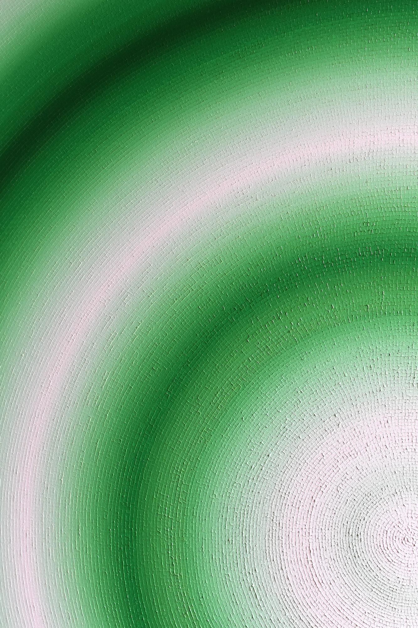 Naiad par Mathieu Piffeteau, peinture abstraite, gradation de couleurs, illusion, vert en vente 7