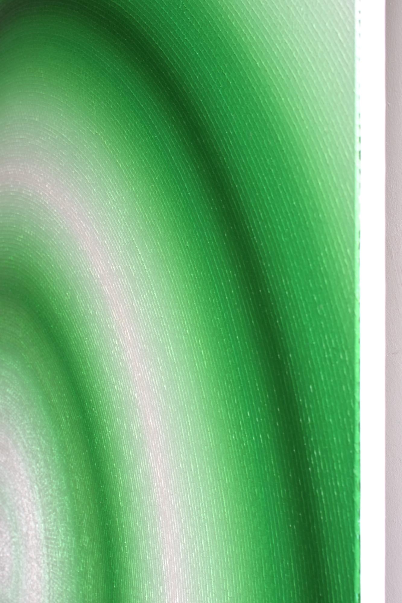 Naiad by Mathieu Piffeteau - Abstract painting, color gradation, illusion, green For Sale 8