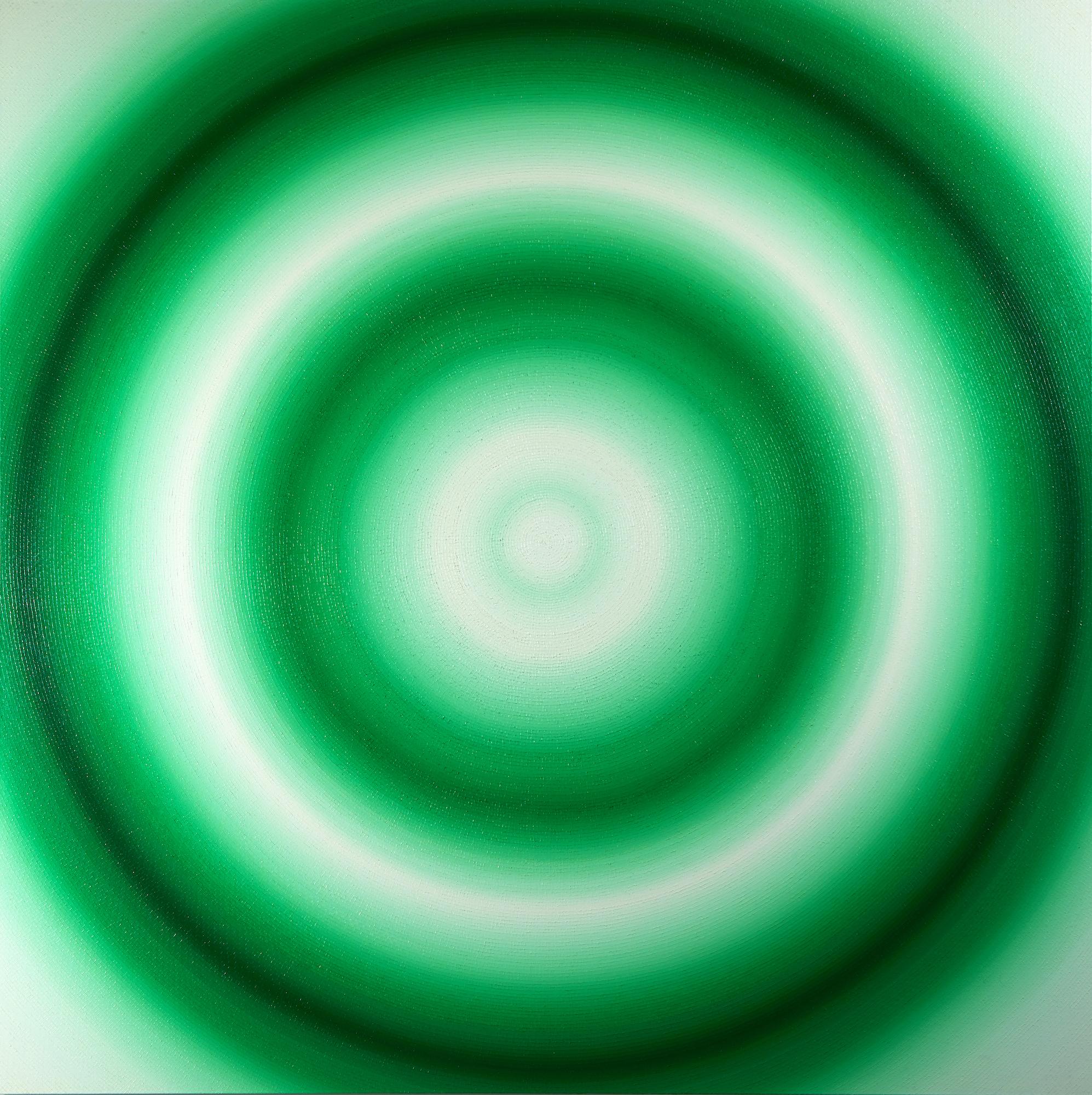 Naiad von Mathieu Piffeteau – Abstraktes Gemälde, Farbbewertung, Illusion, Grün