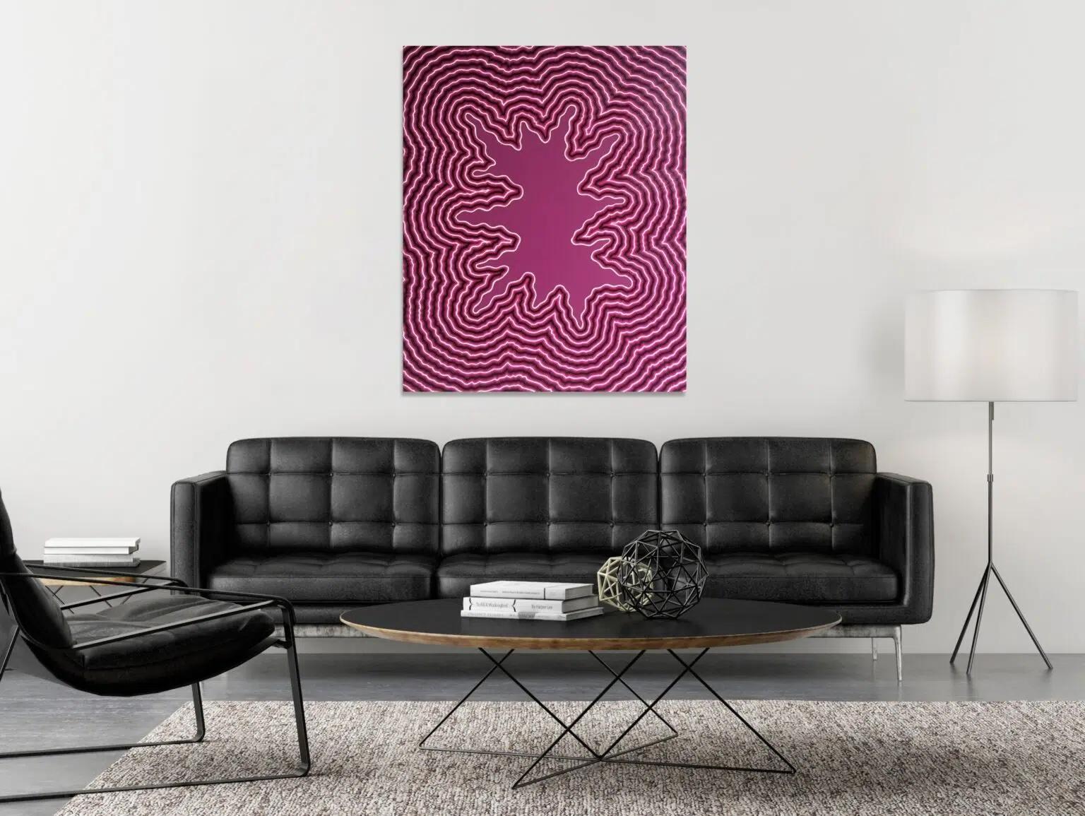 Organique by Mathieu Piffeteau - Abstract painting, illusion, pink, texture For Sale 1