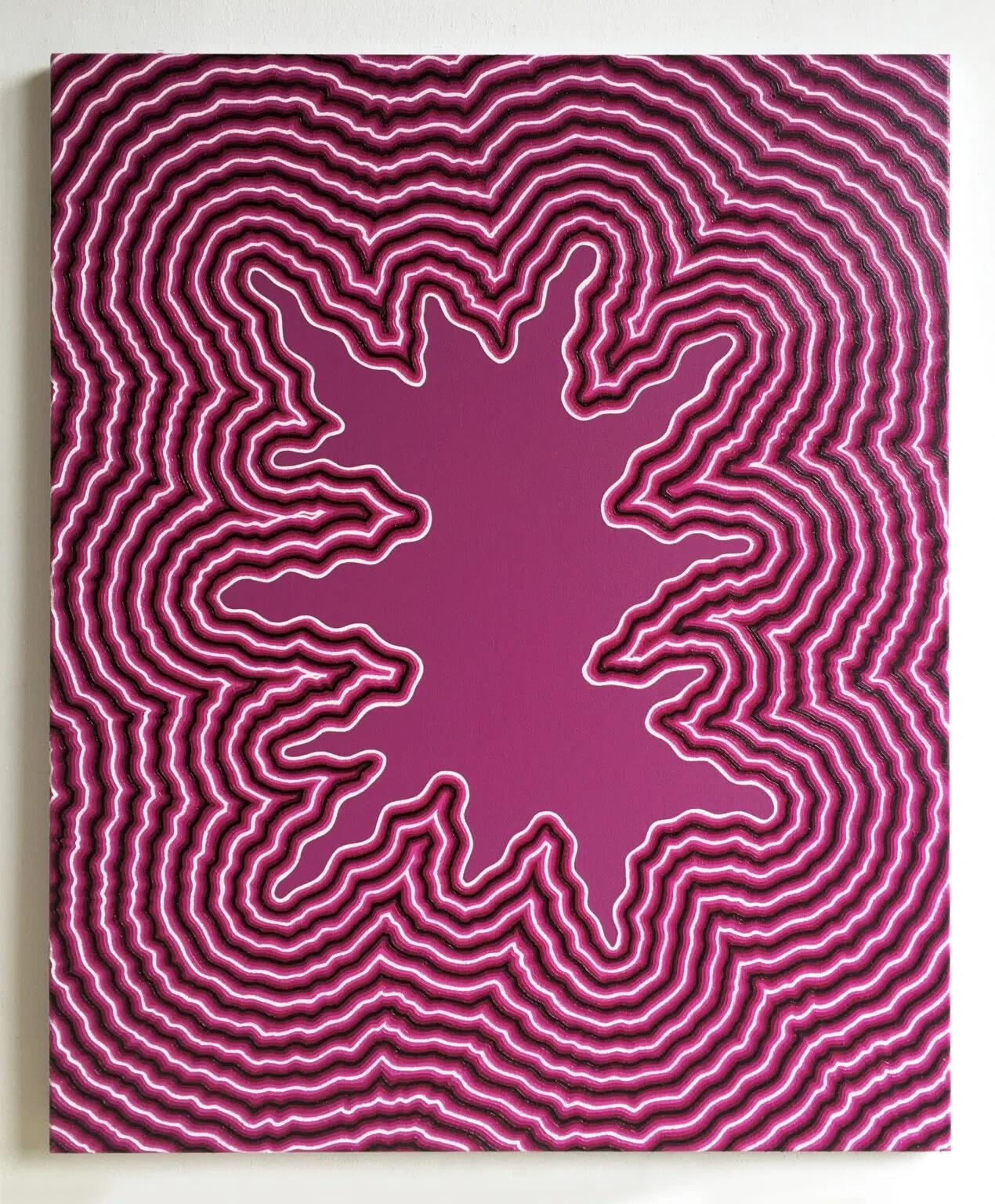 Organique by Mathieu Piffeteau - Abstract painting, illusion, pink, texture For Sale 2