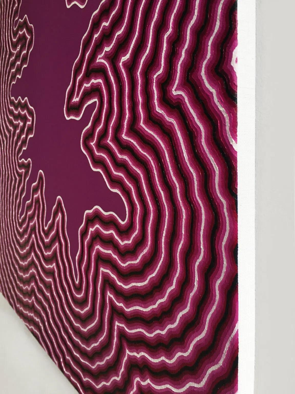 Organique by Mathieu Piffeteau - Abstract painting, illusion, pink, texture For Sale 3