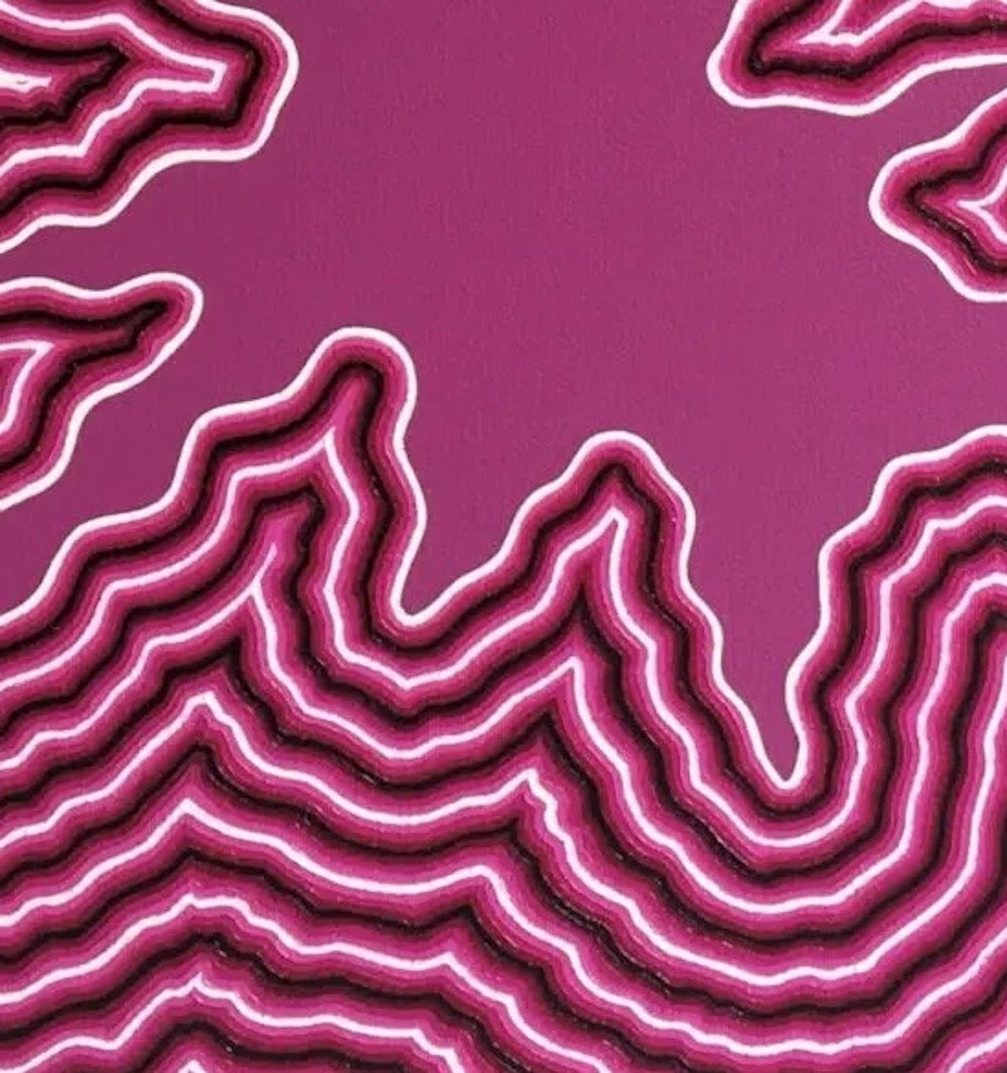 Organique by Mathieu Piffeteau - Abstract painting, illusion, pink, texture For Sale 6